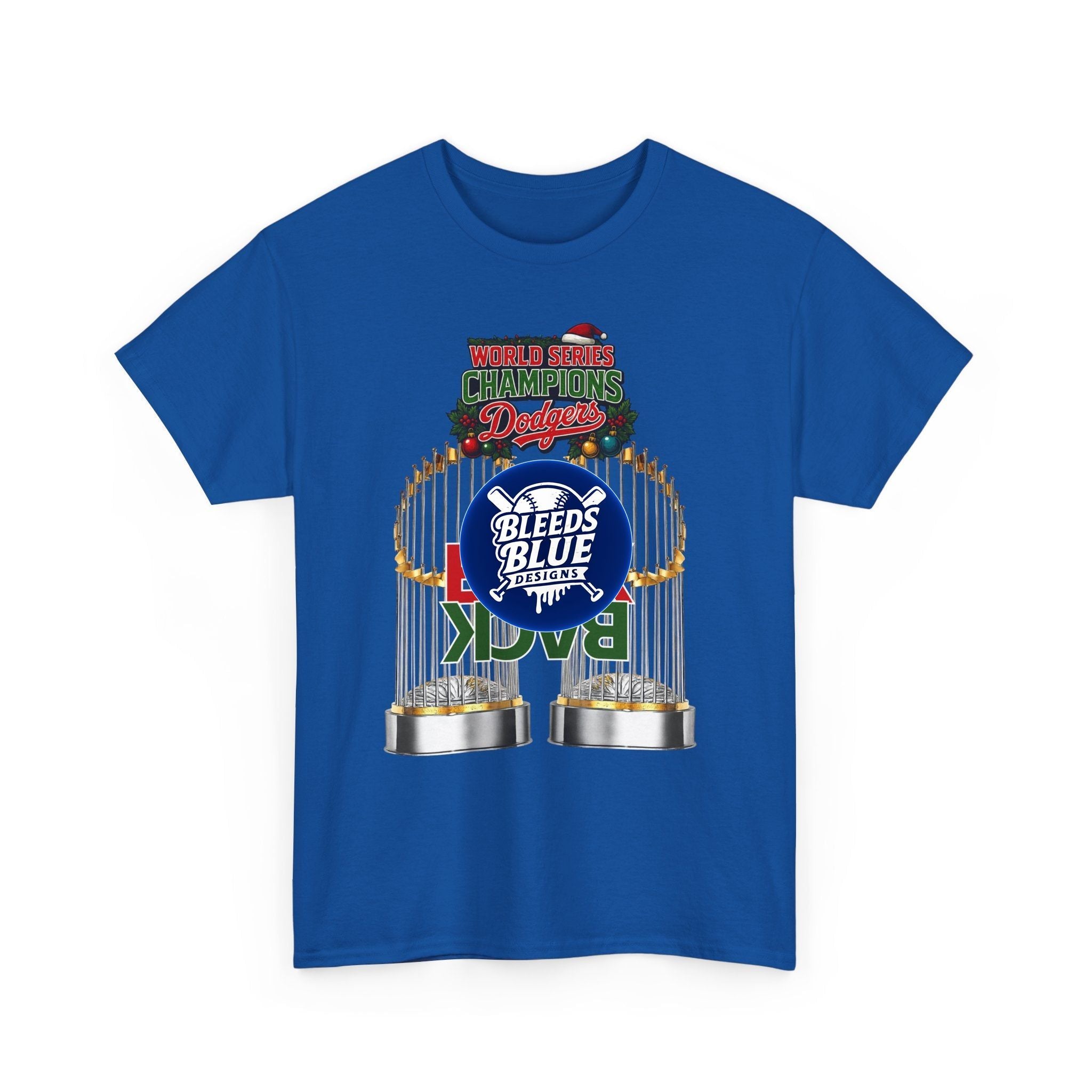 Holiday Back 2 Back World Series Champions Dodgers Tee Shirt - Unisex Heavy Cotton Casual Fit