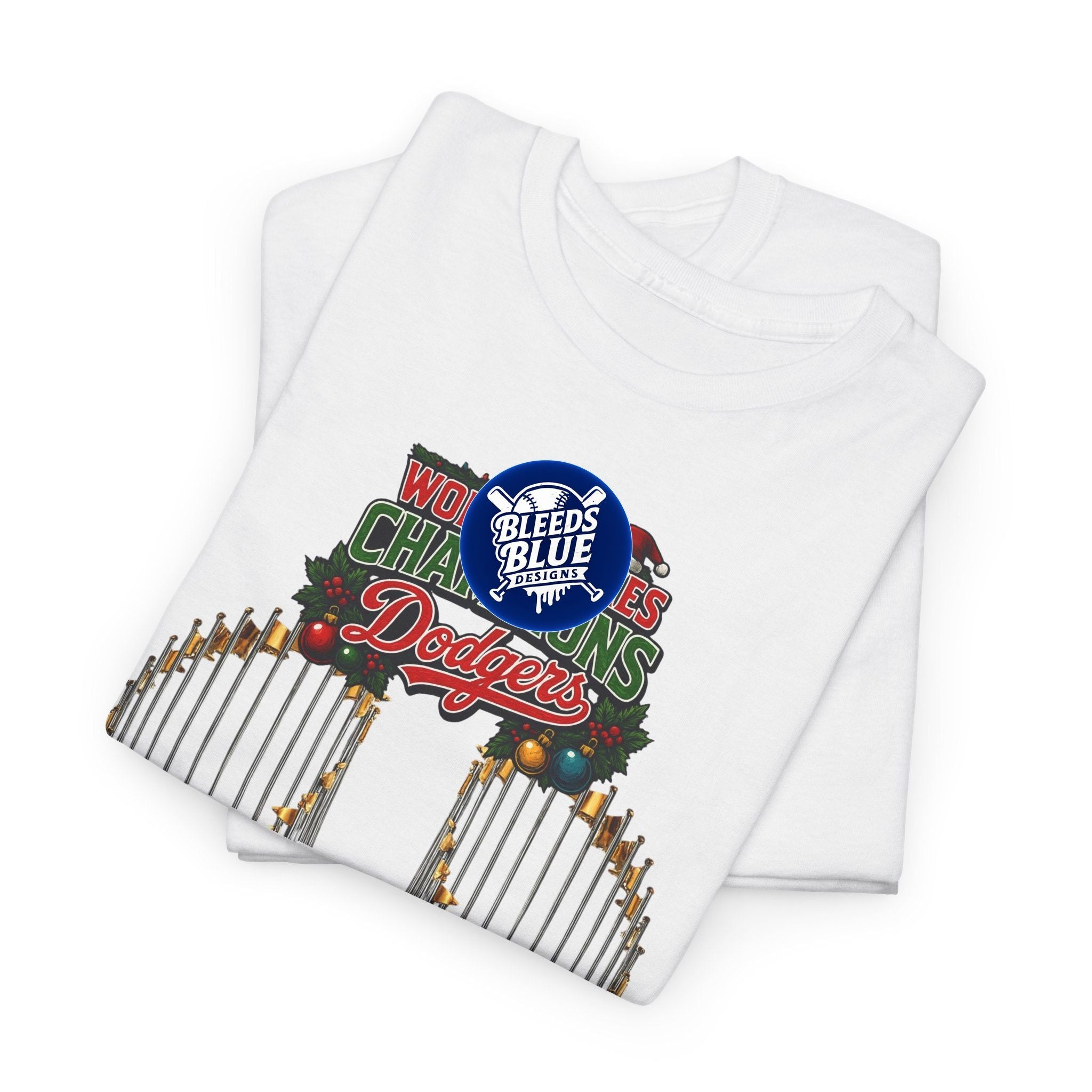 Holiday Back 2 Back World Series Champions Dodgers Tee Shirt - Unisex Heavy Cotton Casual Fit
