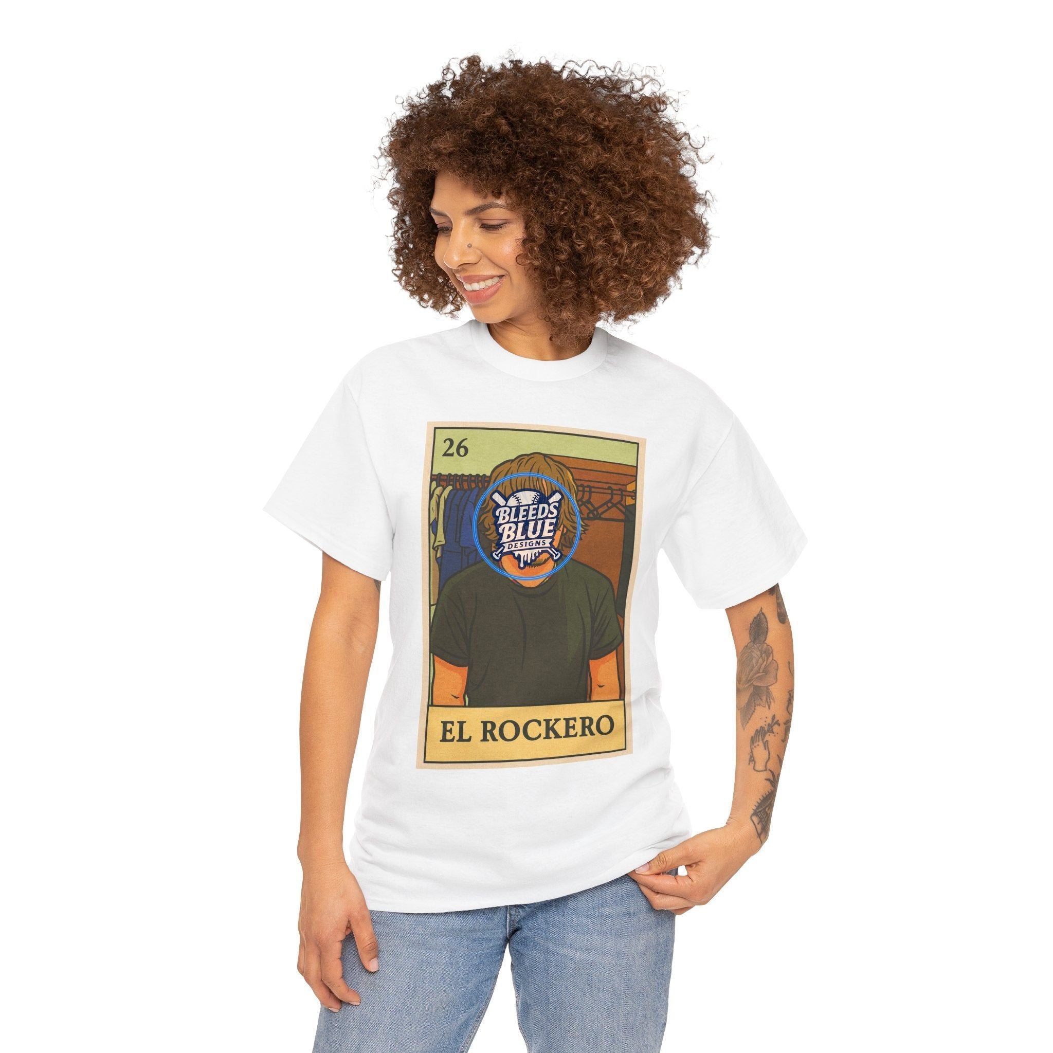 Kike El Rockero Loteria Card Tee Shirt - Unisex Heavy Cotton Casual Fit