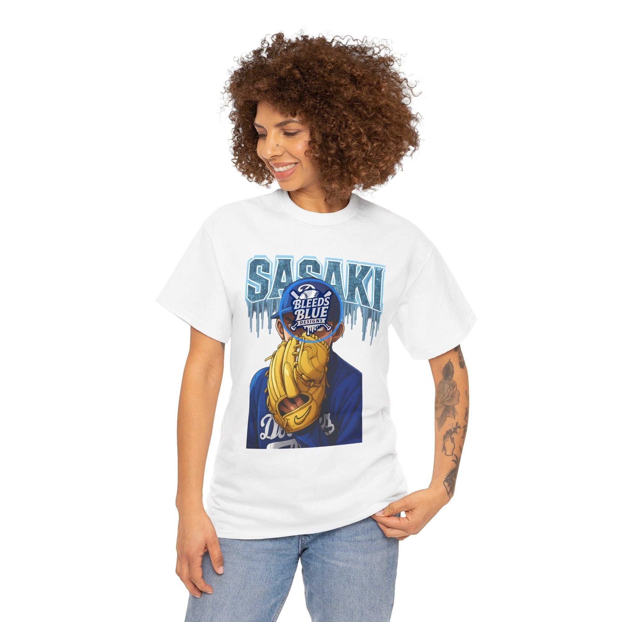 Dodgers Roki Sasaki Ice Anime Tee Shirt - Unisex Heavy Cotton Casual Fit