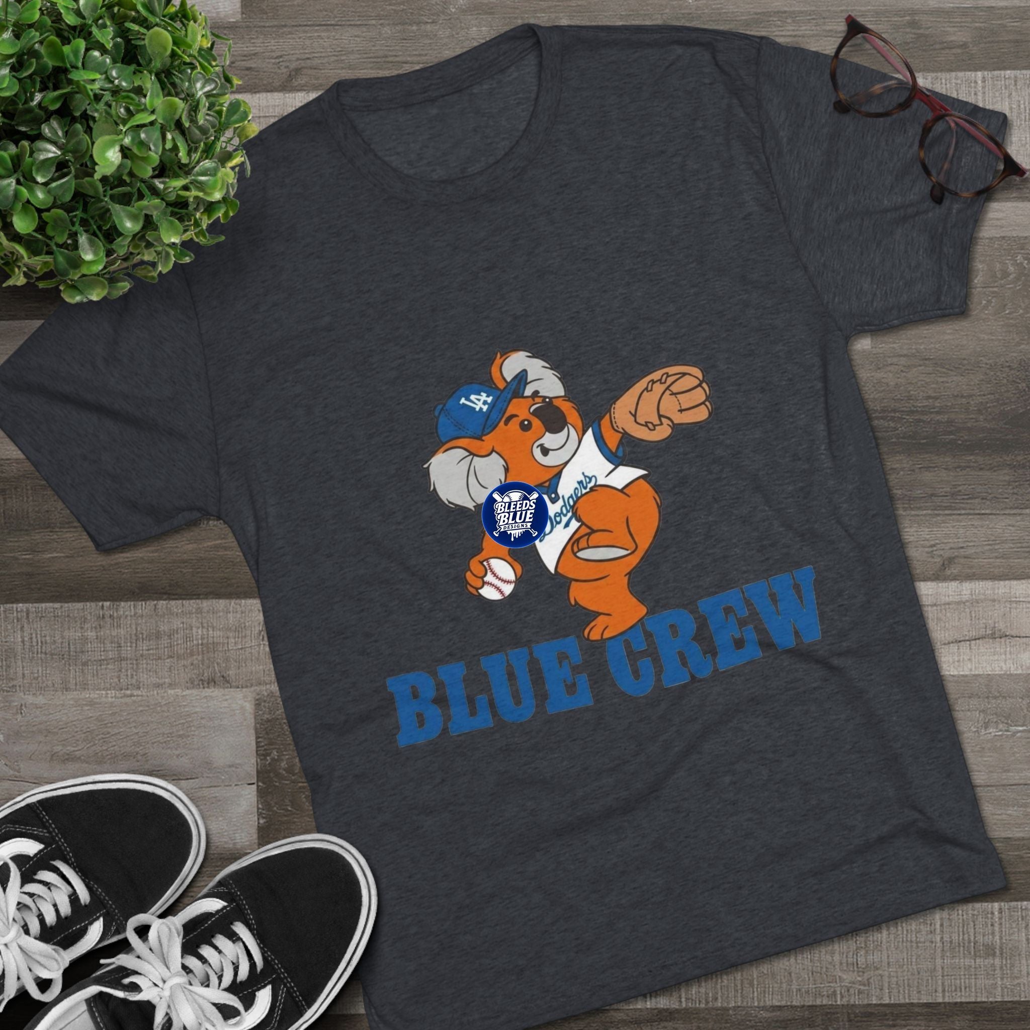 Blue Crew Koala Mascot Tee - Tri-Blend Crew T-Shirt