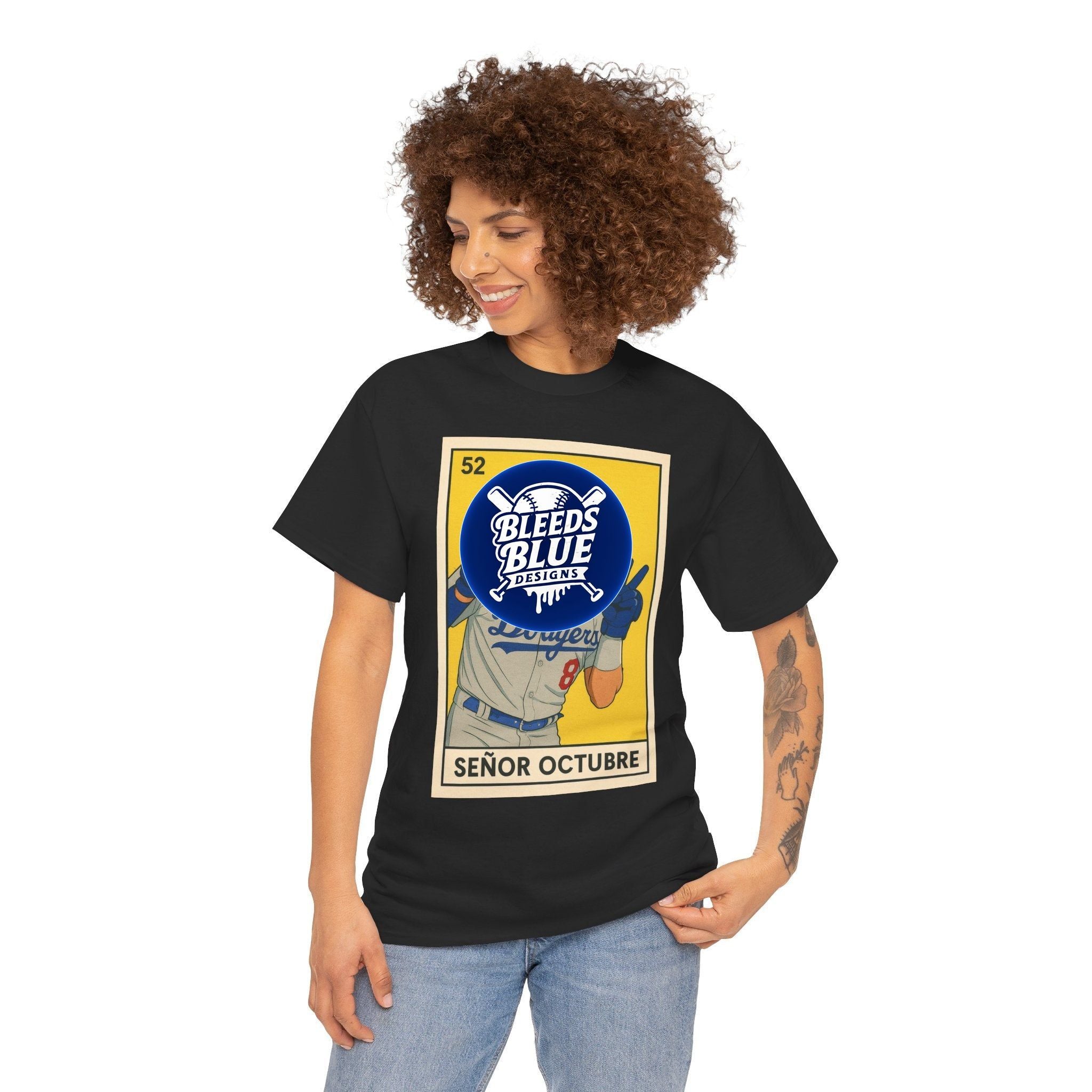 Kike Senor Octubre Loteria Card Tee Shirt - Unisex Heavy Cotton Casual Fit