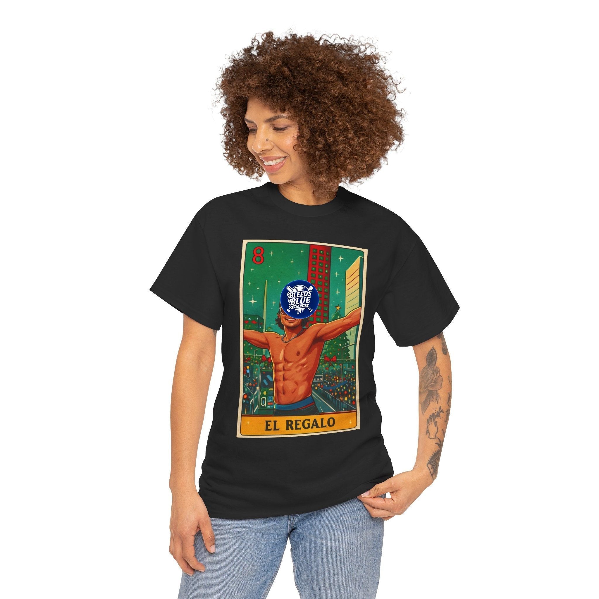 Dodgers Kike El Regalo Loteria Card Tee Shirt - Unisex Heavy Cotton Casual Fit