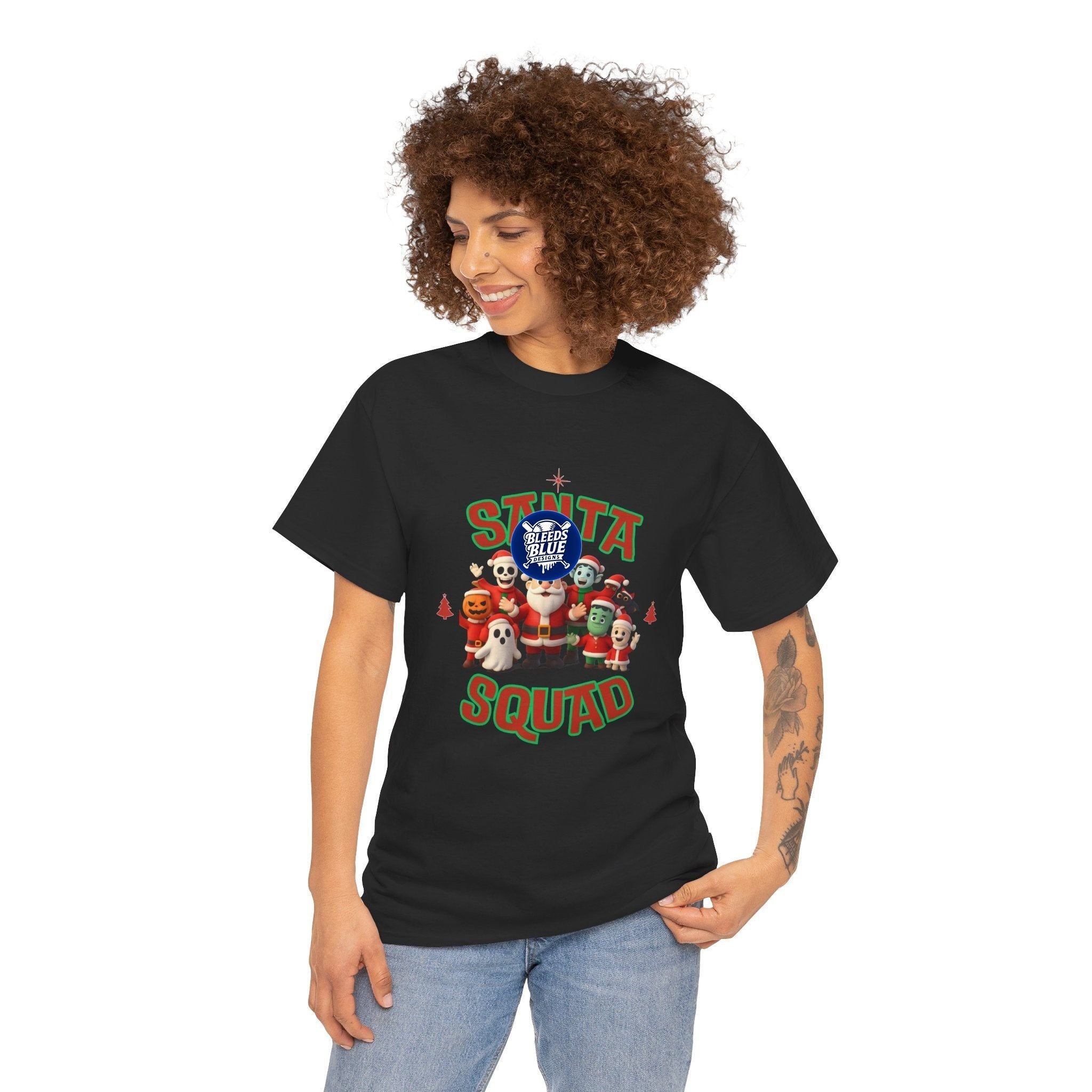 Holiday Santa Spooky Squad Tee Shirt - Unisex Heavy Cotton Casual Fit