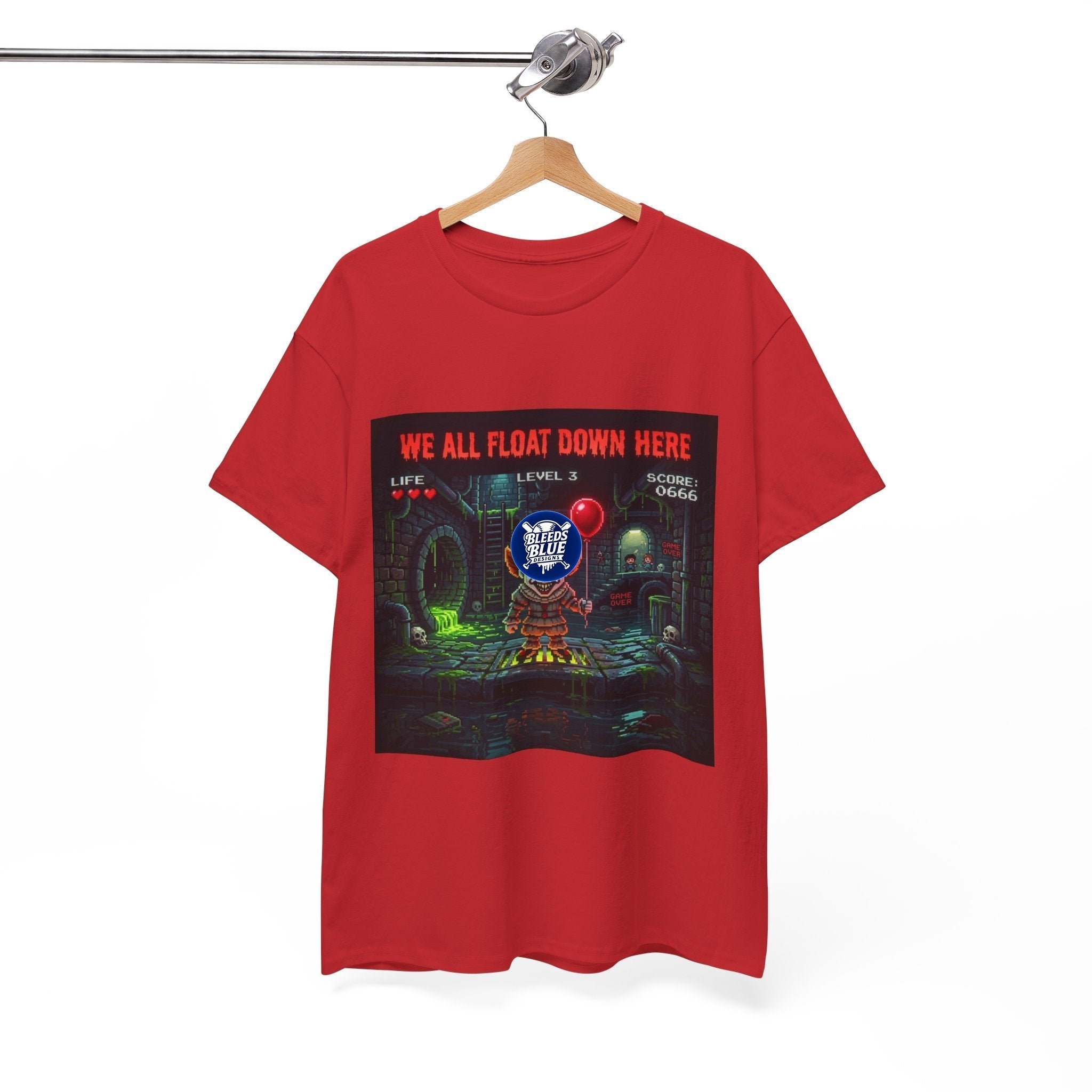 Halloween We All Float Down Here Pennywise Retro Arcade Spooky Season T-Shirt