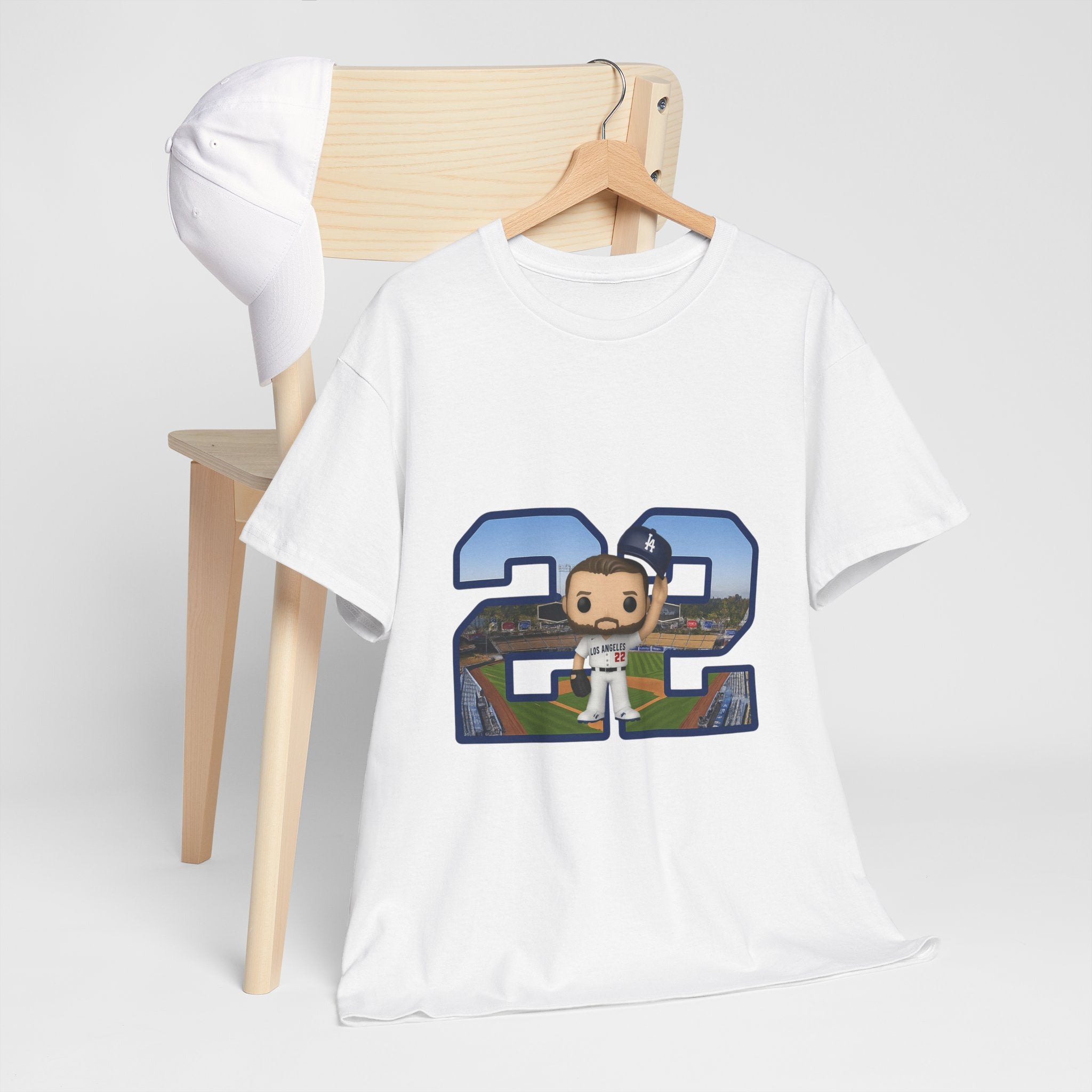 Kershaw Number 22 with a Funko Style Figurine Tee Shirt - Unisex Heavy Cotton Tee Casual Fit