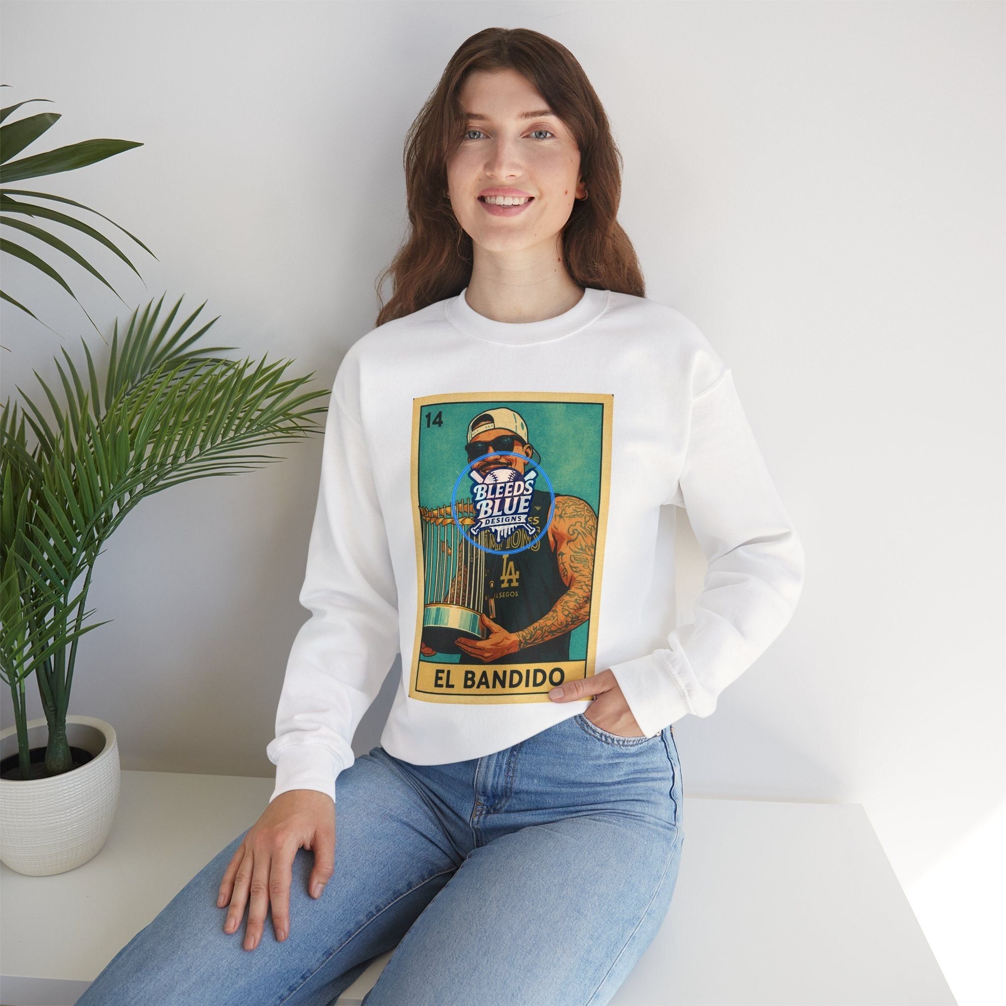Dodgers Banda El Bandido Loteria Card Sweatshirt - Unisex Crewneck Casual Streetwear
