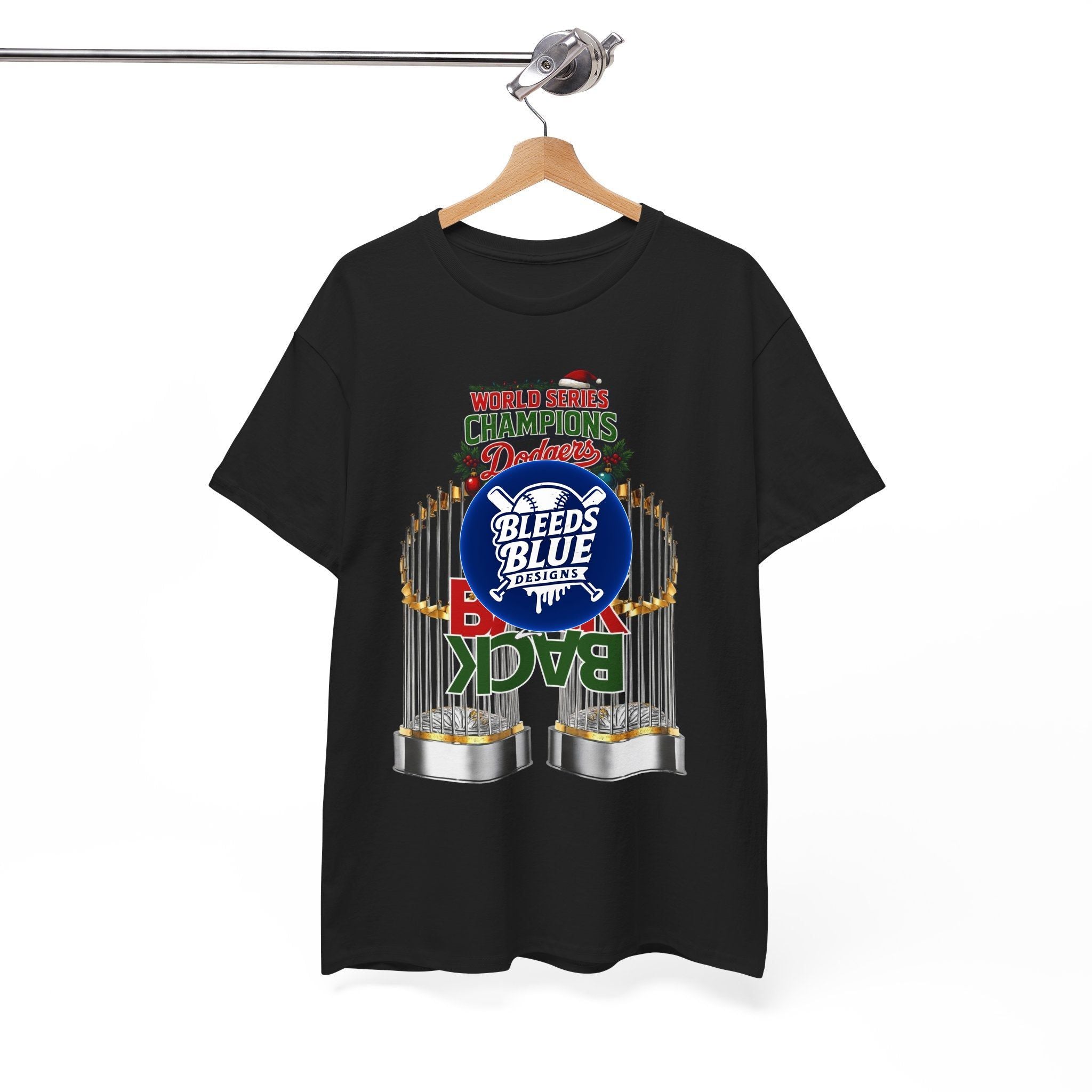 Holiday Back 2 Back World Series Champions Dodgers Tee Shirt - Unisex Heavy Cotton Casual Fit