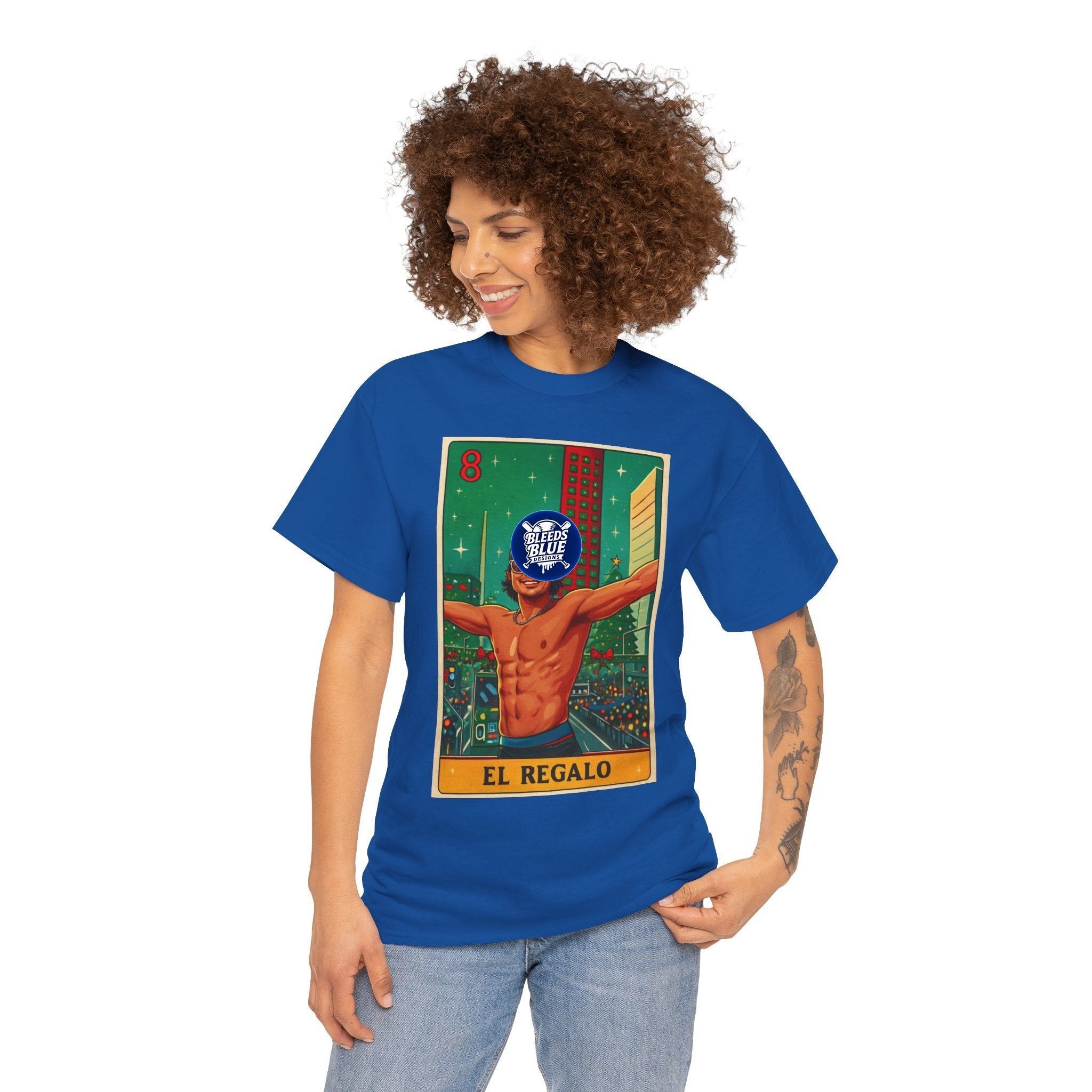 Dodgers Kike El Regalo Loteria Card Tee Shirt - Unisex Heavy Cotton Casual Fit