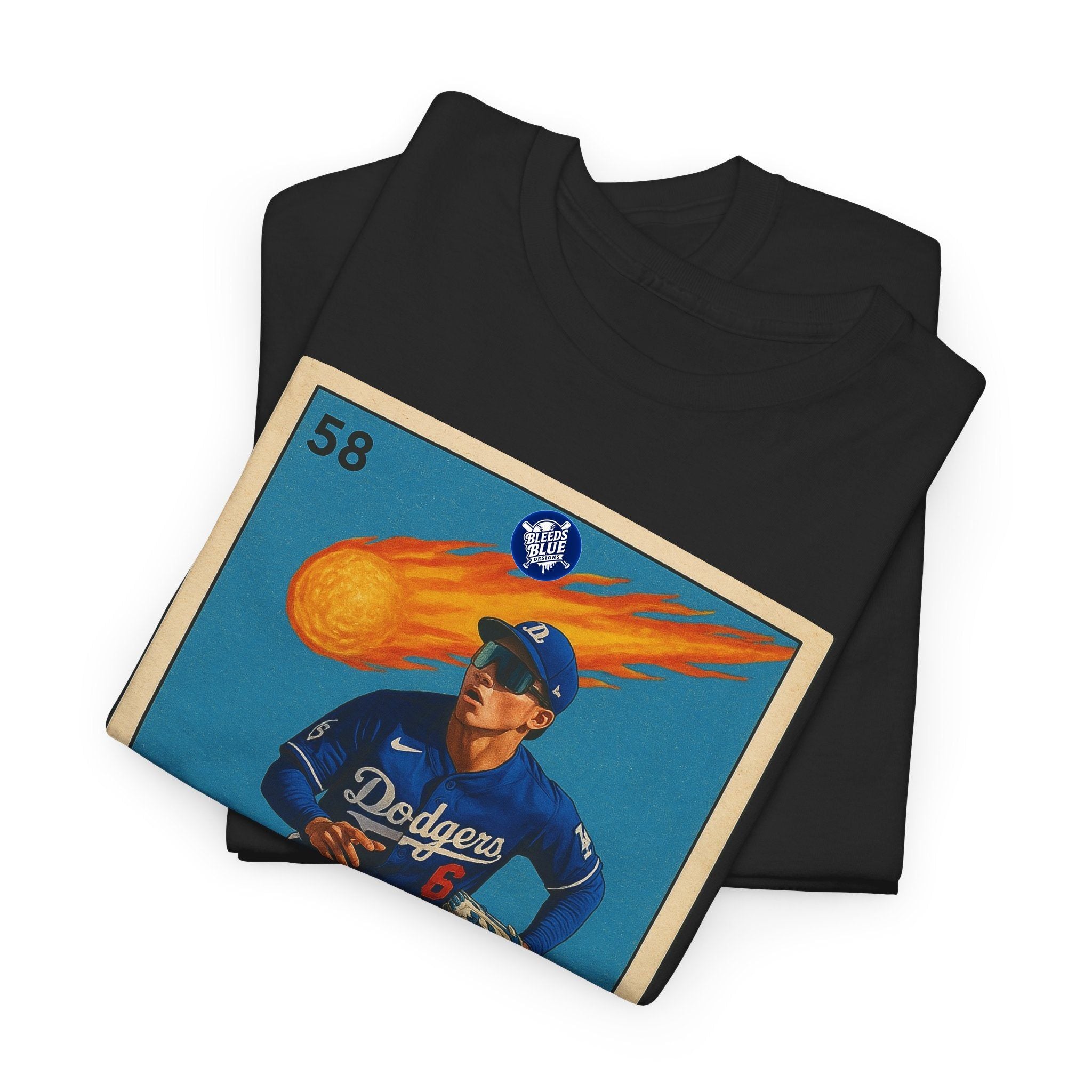 Dodgers Hyeseong Kim El Cometa Loteria Card Tee Shirt - Unisex Heavy Cotton Casual Fit