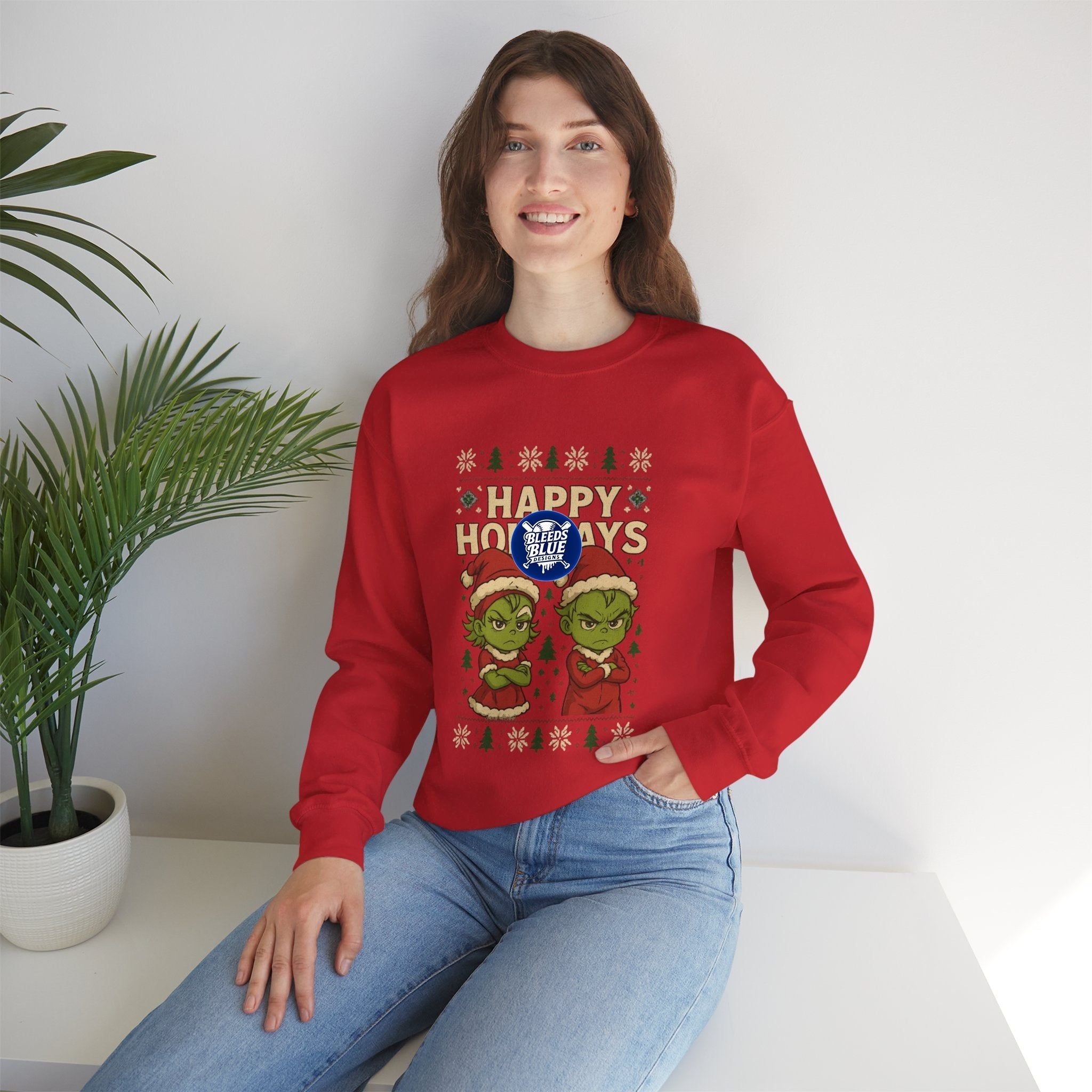 Holiday Ugly Christmas Baby Grinchies Sweatshirt - Unisex Crewneck Casual Streetwear