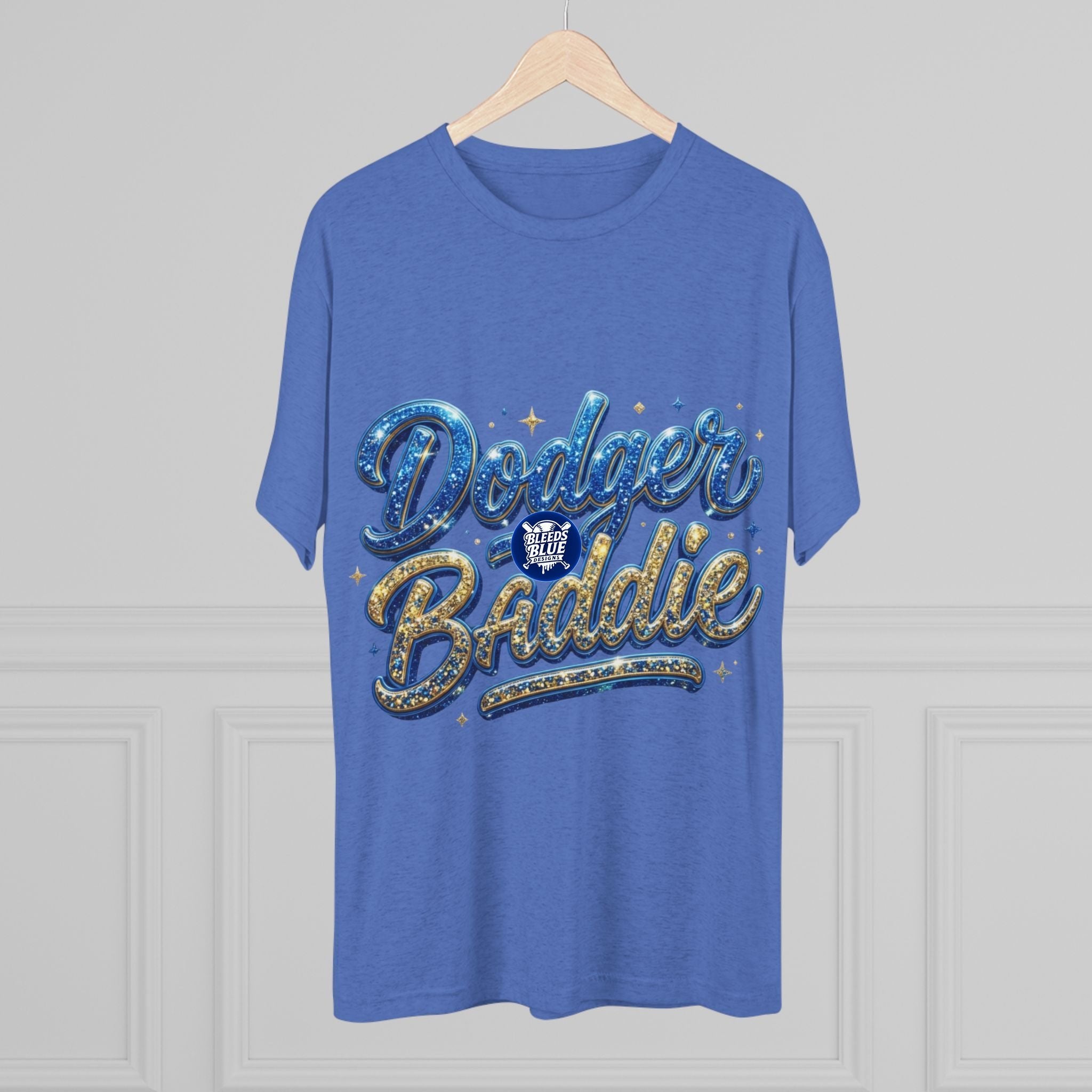 Dodger Baddie Glitter T‑Shirt — Sparkling LA Baseball Fan Tee