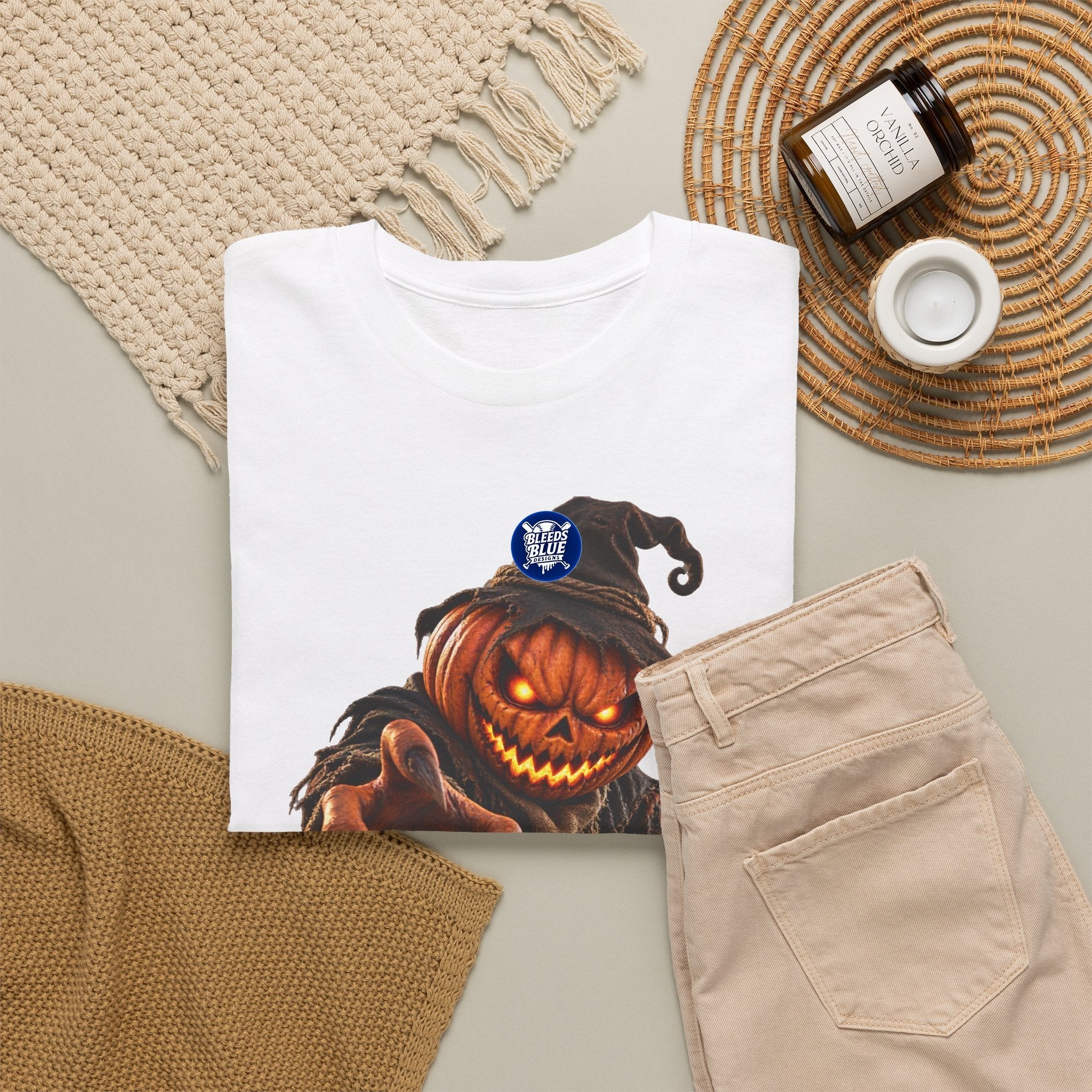 Spooky Season Pumpkin Head Scarecrow T-Shirt