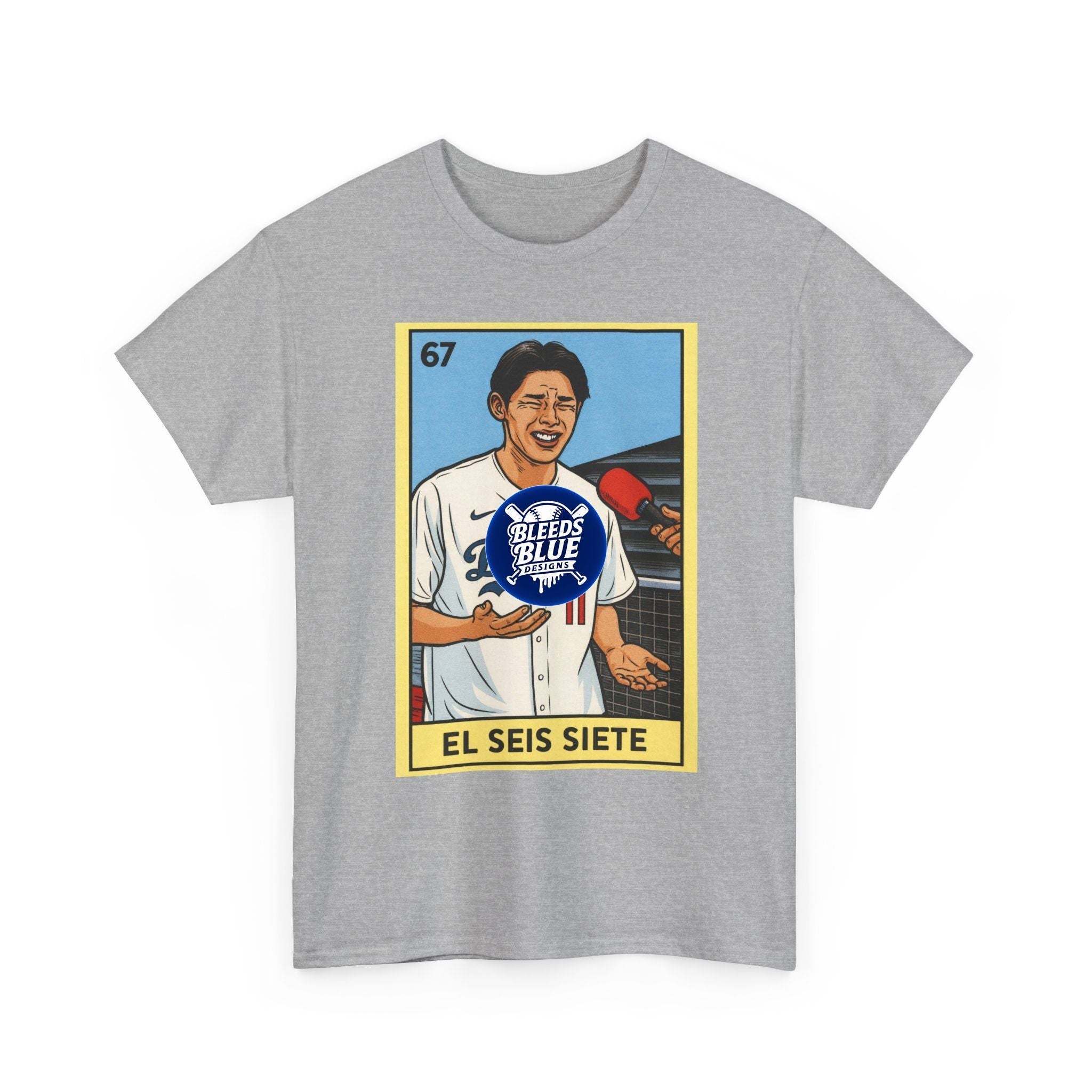 Roki Sasaki El Seis Siete Retro Lotería Baseball Tee — Vintage Player Card Design