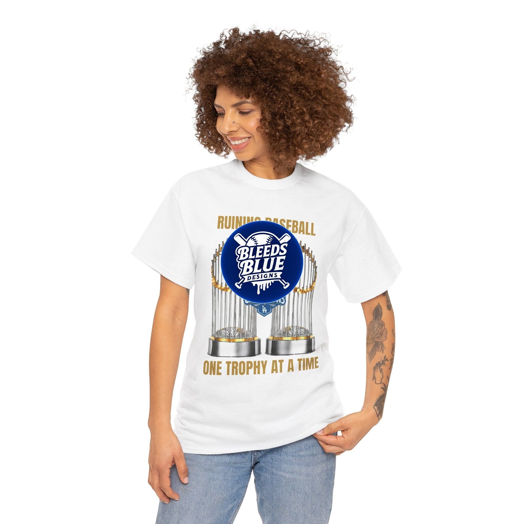 Ruining Baseball One Trophy At A Time Tee Shirt - Unisex Heavy Cotton Casual Fit