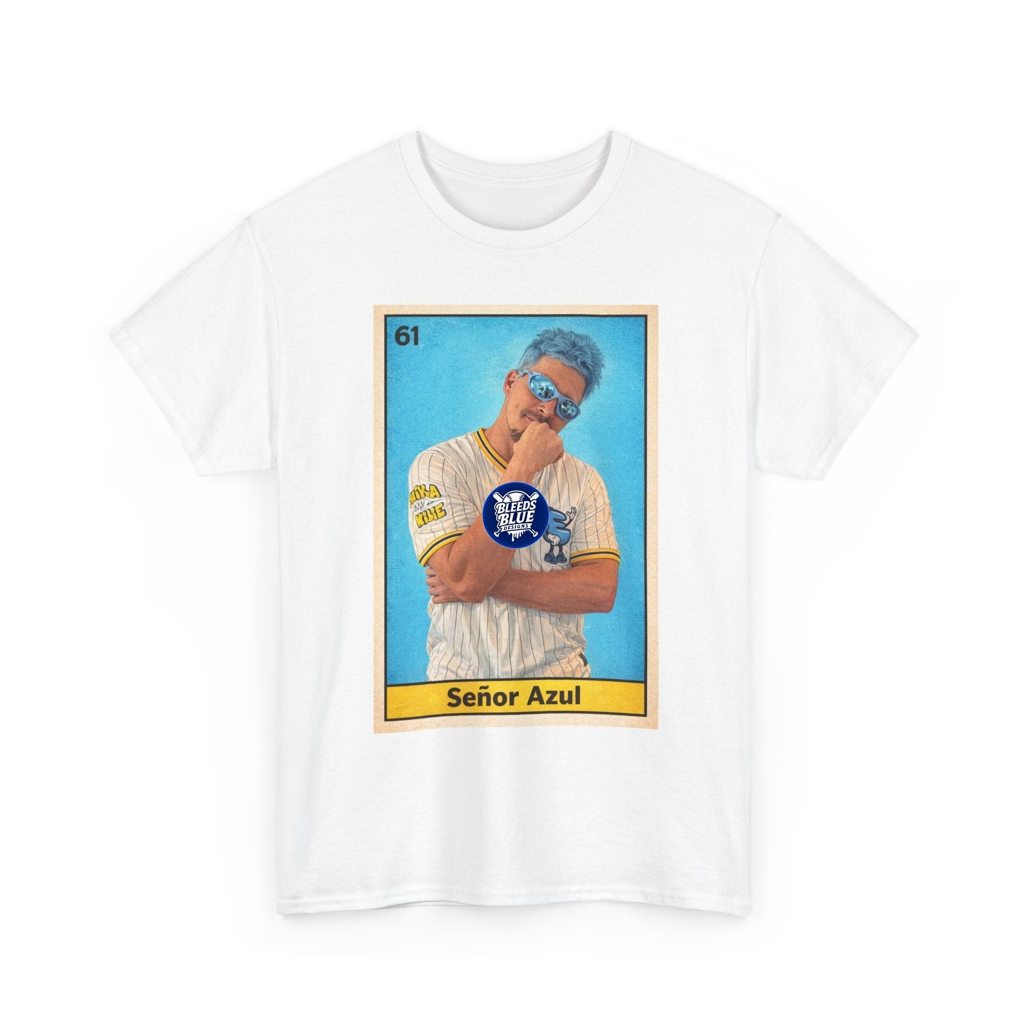 Baseball Card Tee — "Señor Azul" Vintage Player Graphic Shirt
