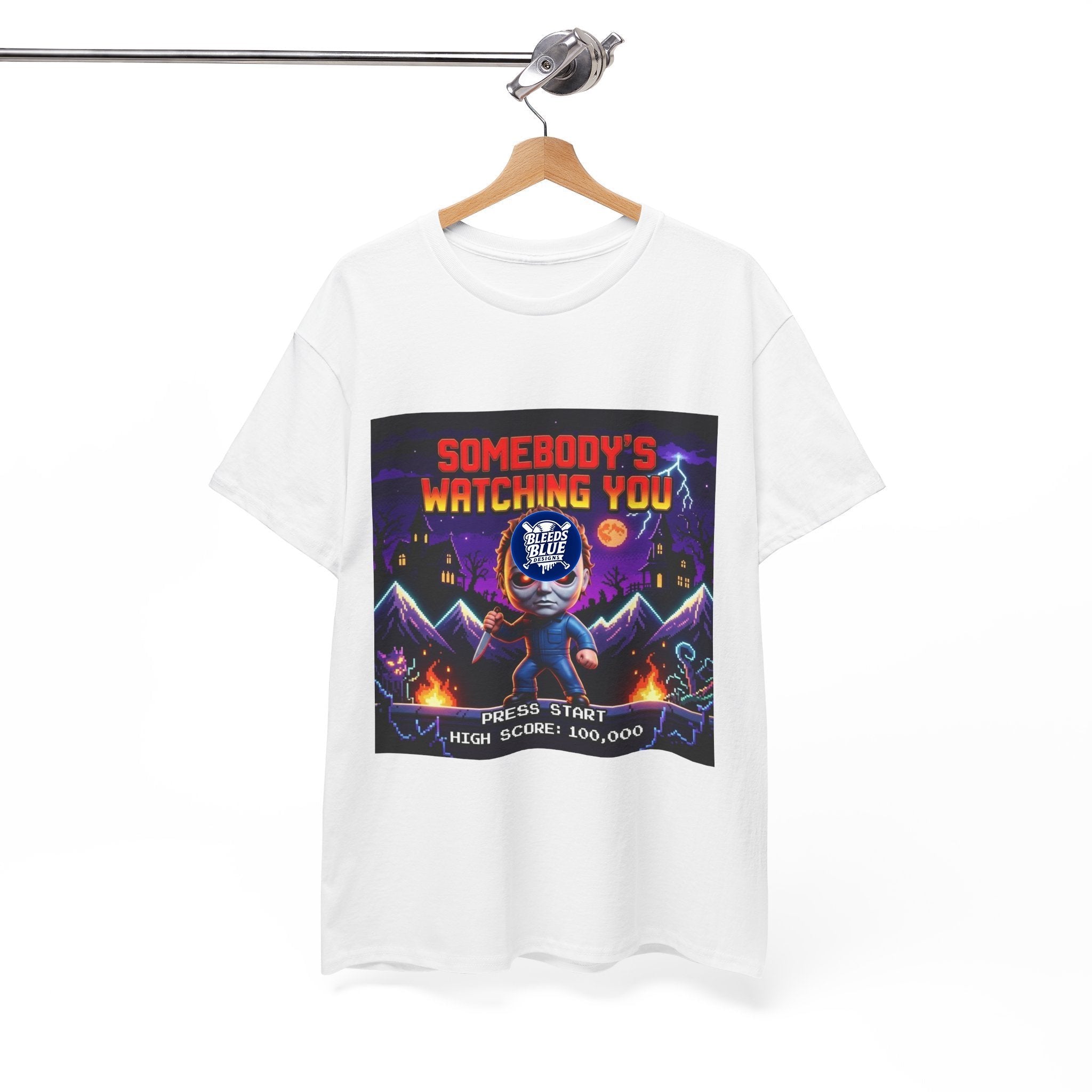 Halloween Somebody's Watching You Jason Retro Arcade Spooky Season T-Shirt