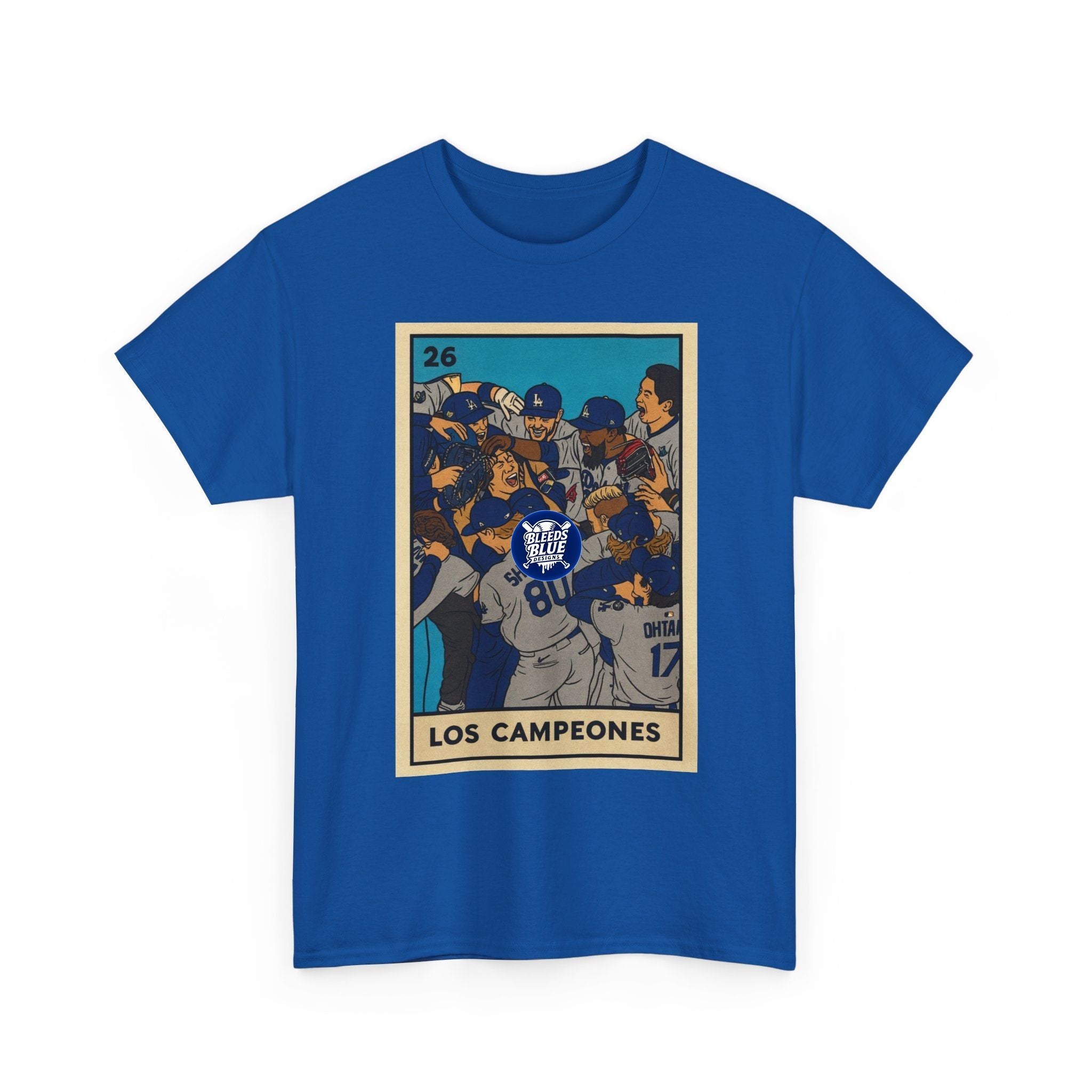 Dodgers "Los Campeones" Loteria Card Graphic Tee Shirt - Unisex Heavy Cotton Casual Fit