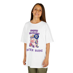 Personalized Kids Unicorn Birthday Tee — "Happy Birthday" Name T-Shirt