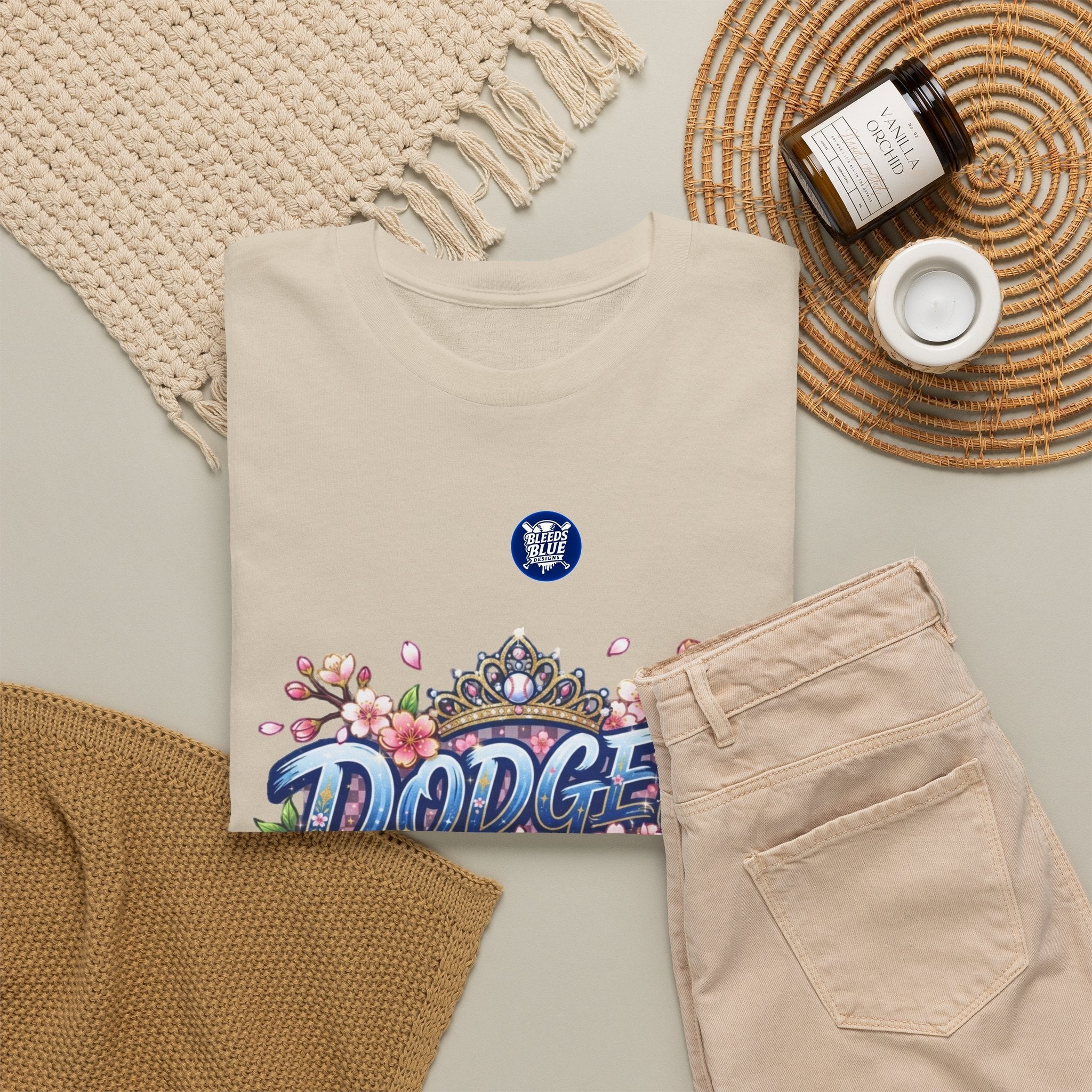 Dodger Queen Cherry Blossom Baseball Tee