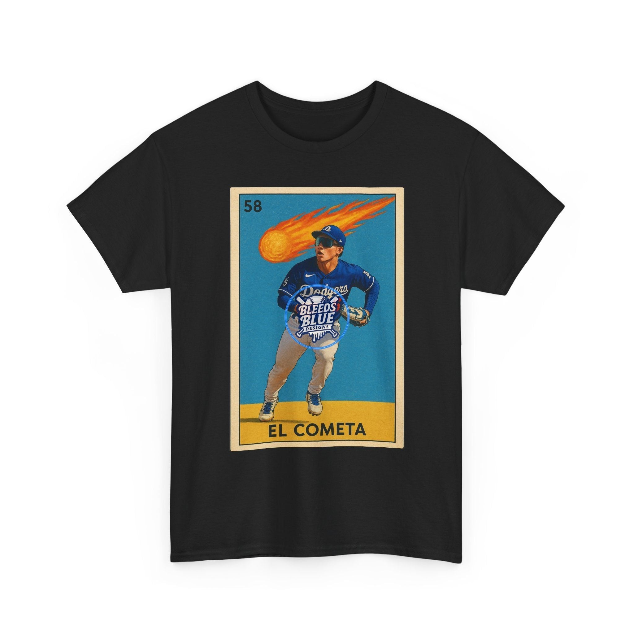 Dodgers Hyeseong Kim El Cometa Loteria Card Tee Shirt - Unisex Heavy Cotton Casual Fit