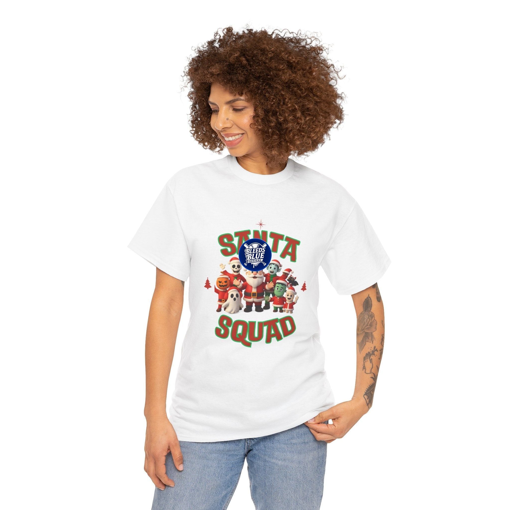 Holiday Santa Spooky Squad Tee Shirt - Unisex Heavy Cotton Casual Fit