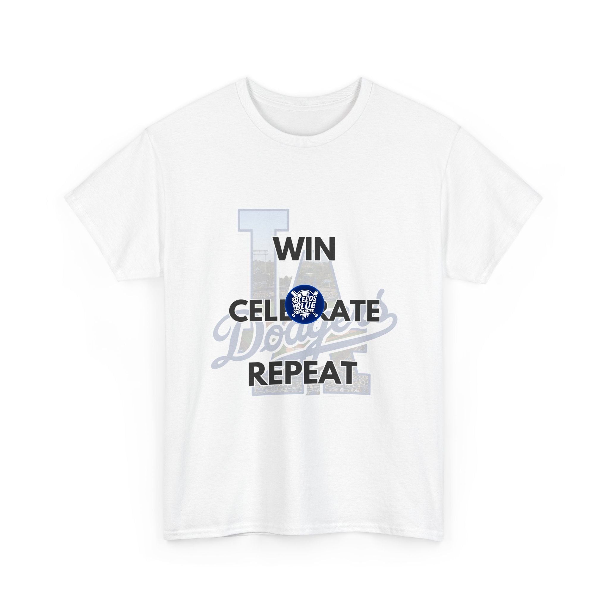 Los Angeles Dodgers Win Celebrate Repeat Tee Shirt - Unisex Heavy Cotton Casual Fit
