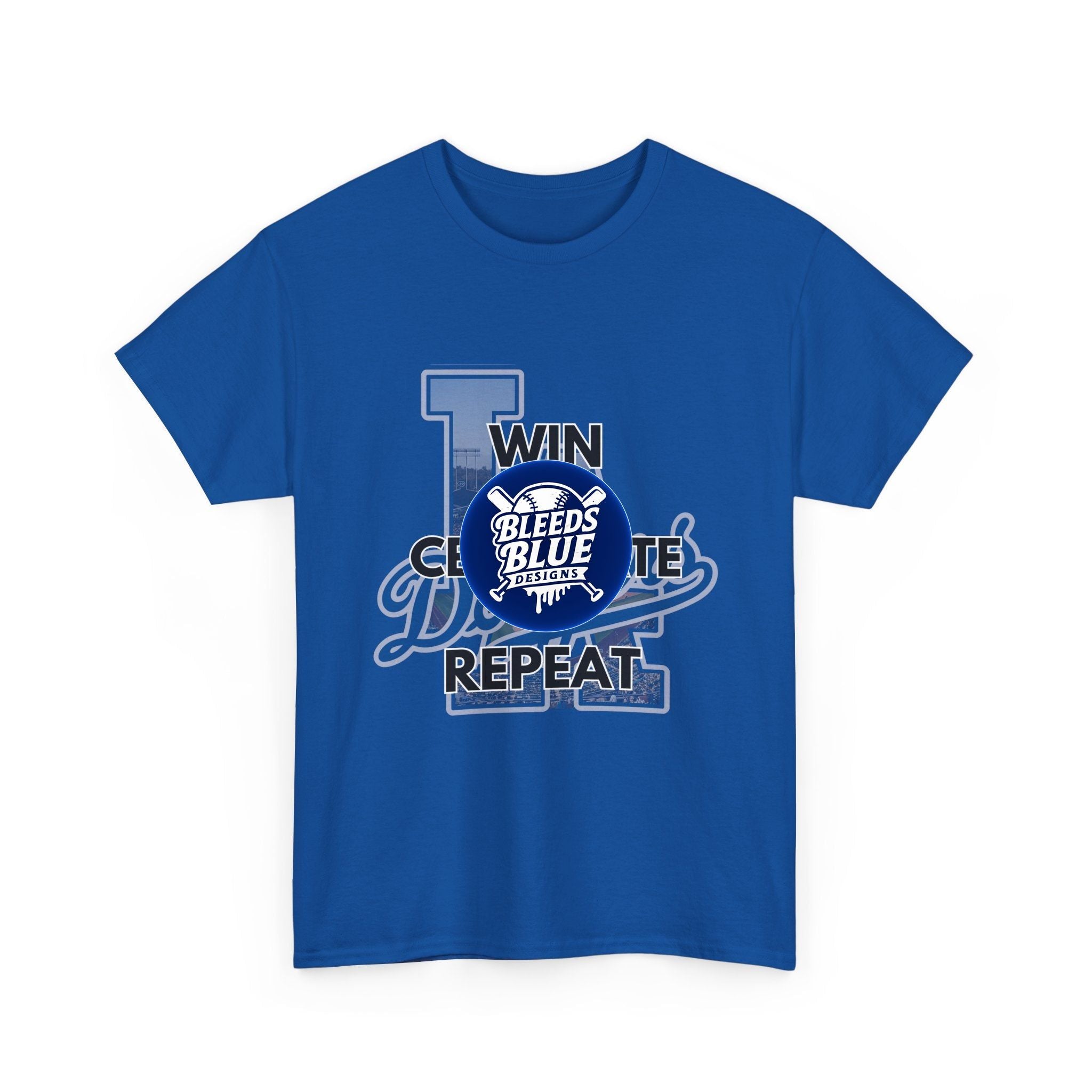 Los Angeles Dodgers Win Celebrate Repeat Tee Shirt - Unisex Heavy Cotton Casual Fit