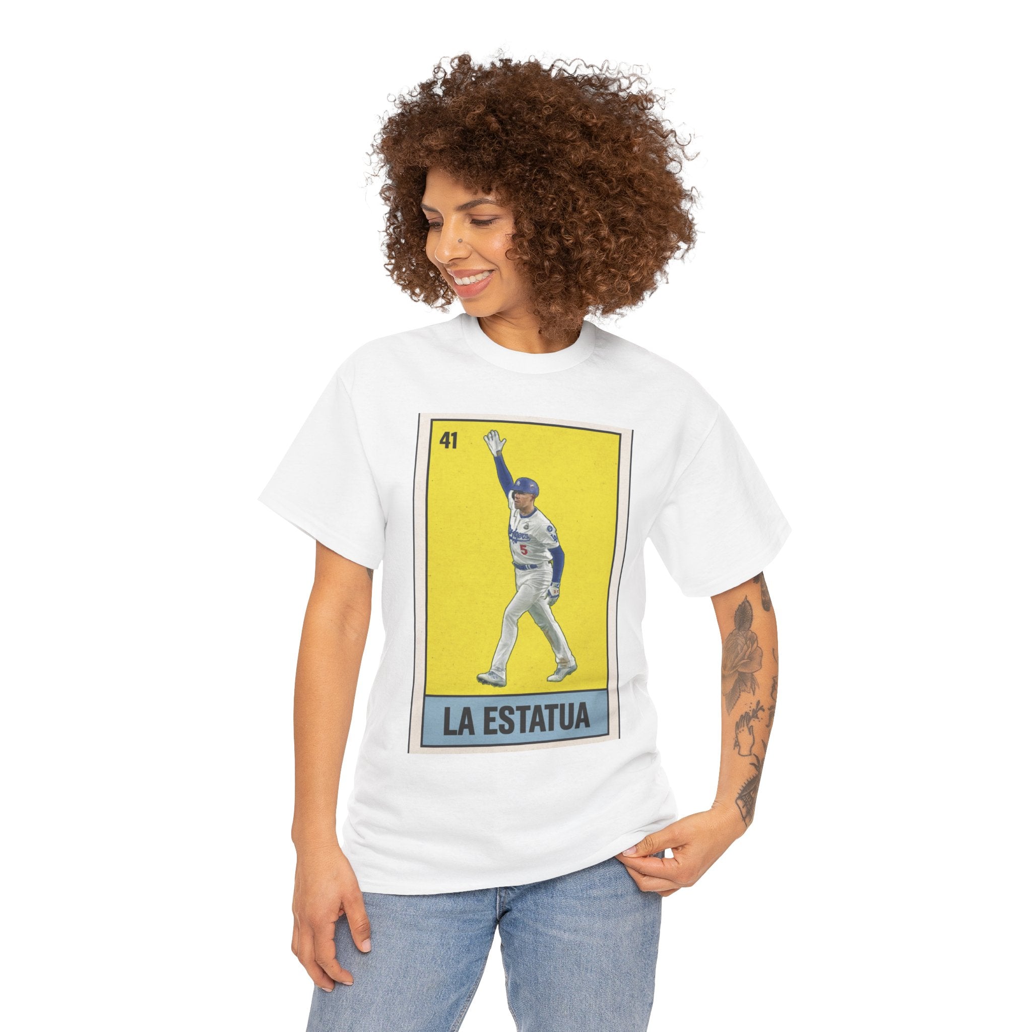 Freeman La Estatua Loteria Card Tee Shirt - Unisex Heavy Cotton Casual Fit