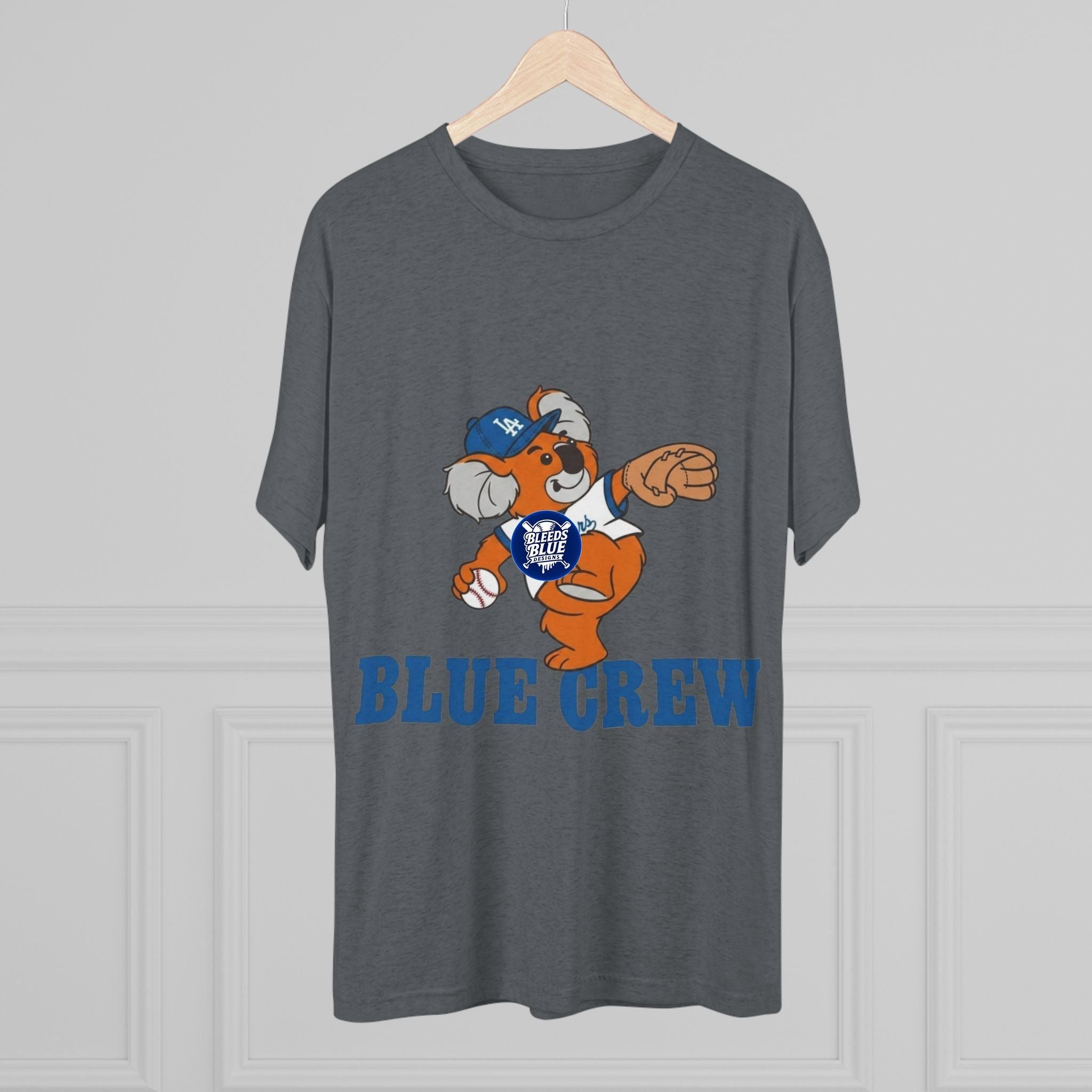 Blue Crew Koala Mascot Tee - Tri-Blend Crew T-Shirt