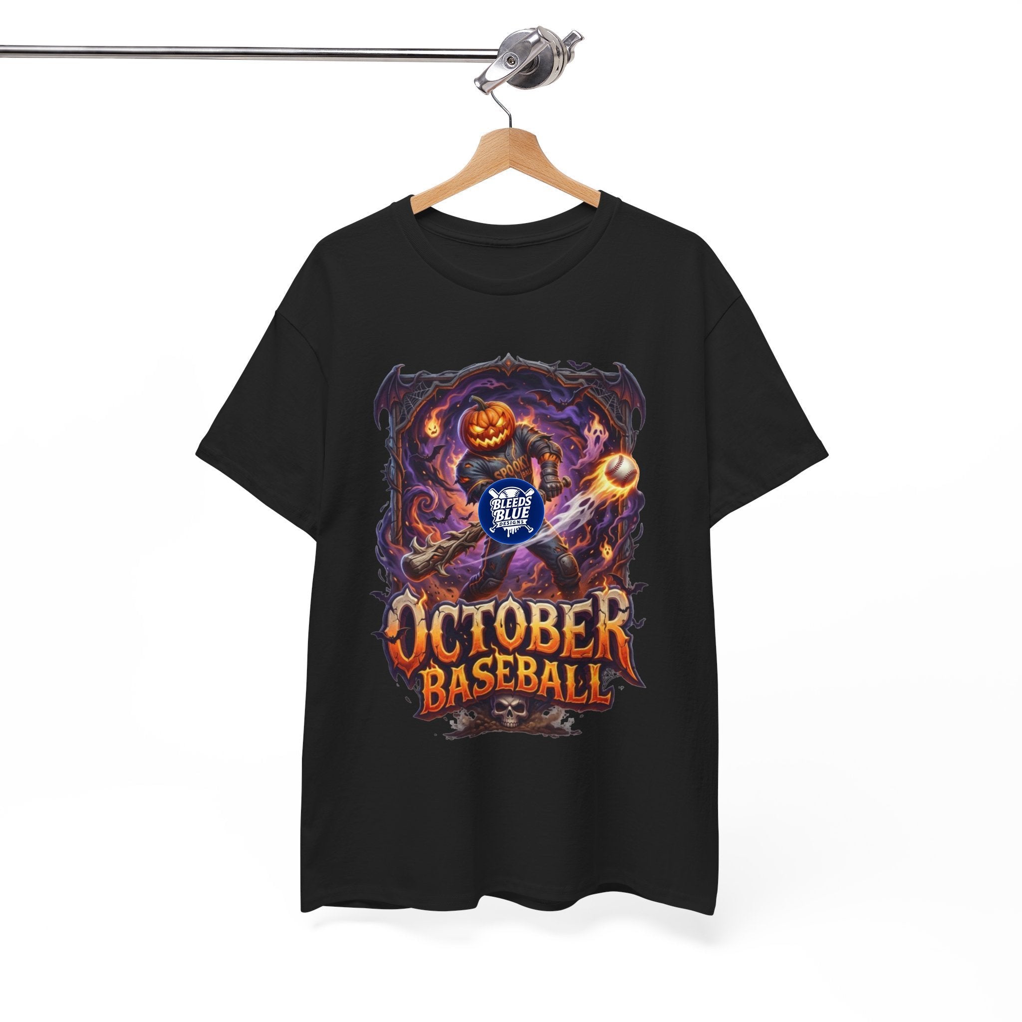 Halloween October Baseball Spooky Season Pumpkinhead T-Shirt