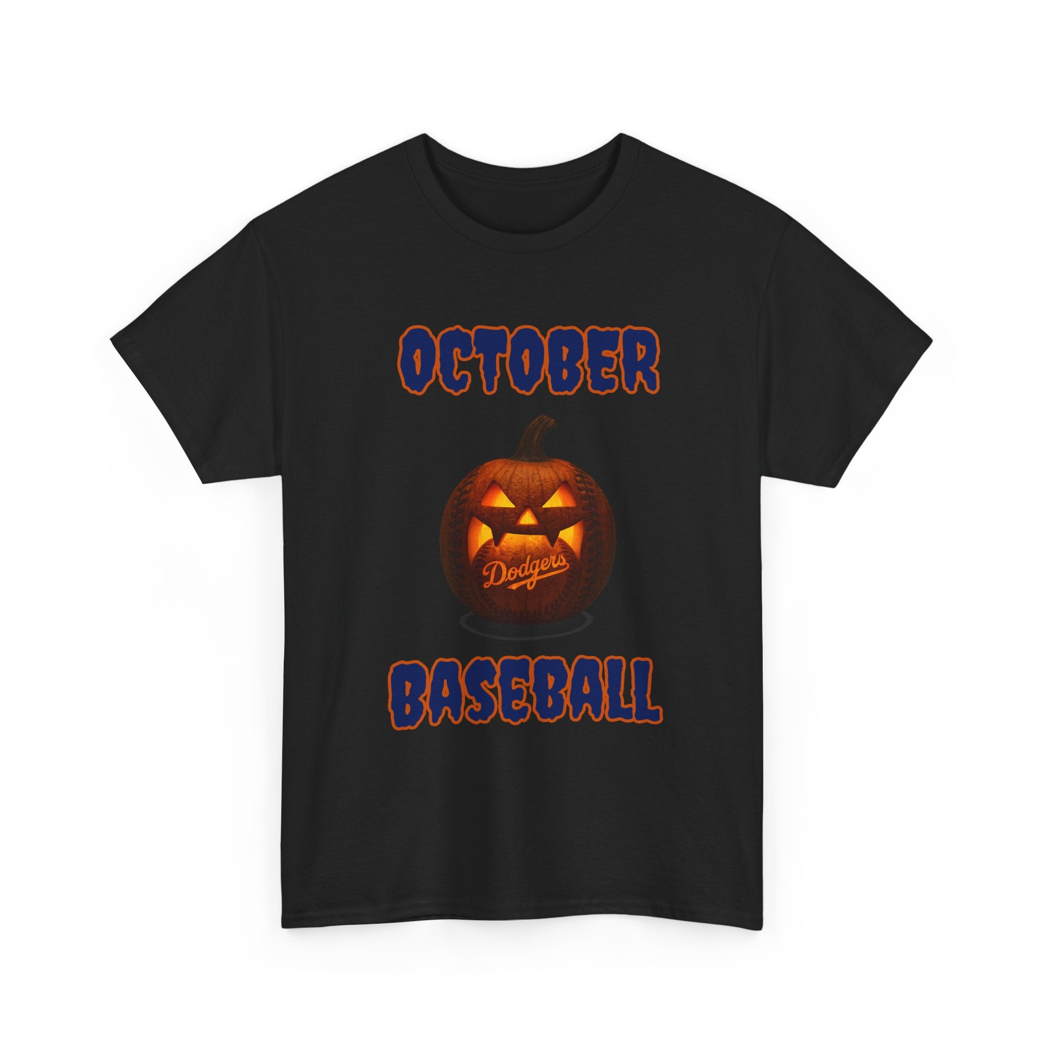 Spooky Season October Dodgers Baseball Tee Shirt - Unisex Heavy Cotton Casual Fit