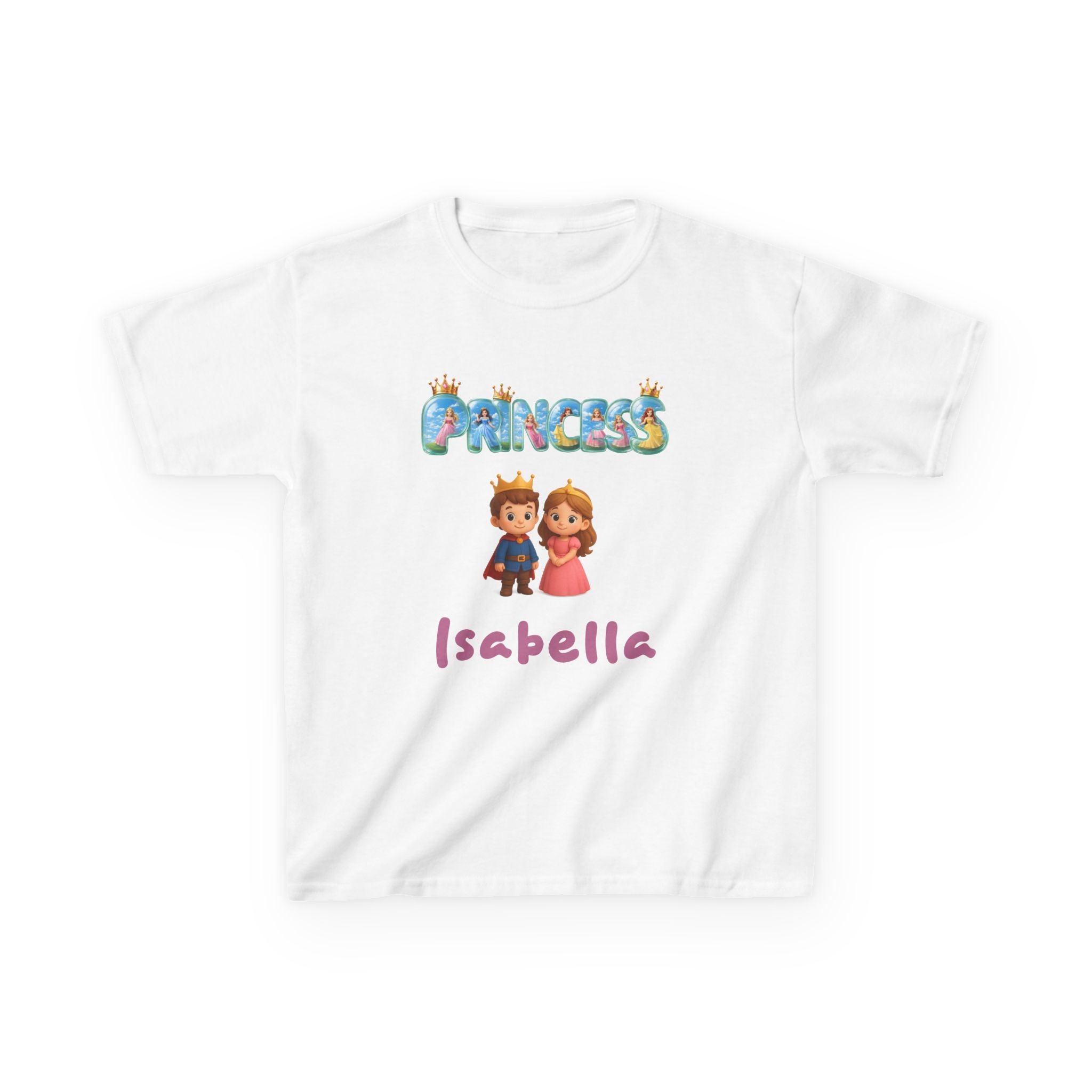 Personalized Kids T-Shirt — Colorful Princess Crown with Custom Name