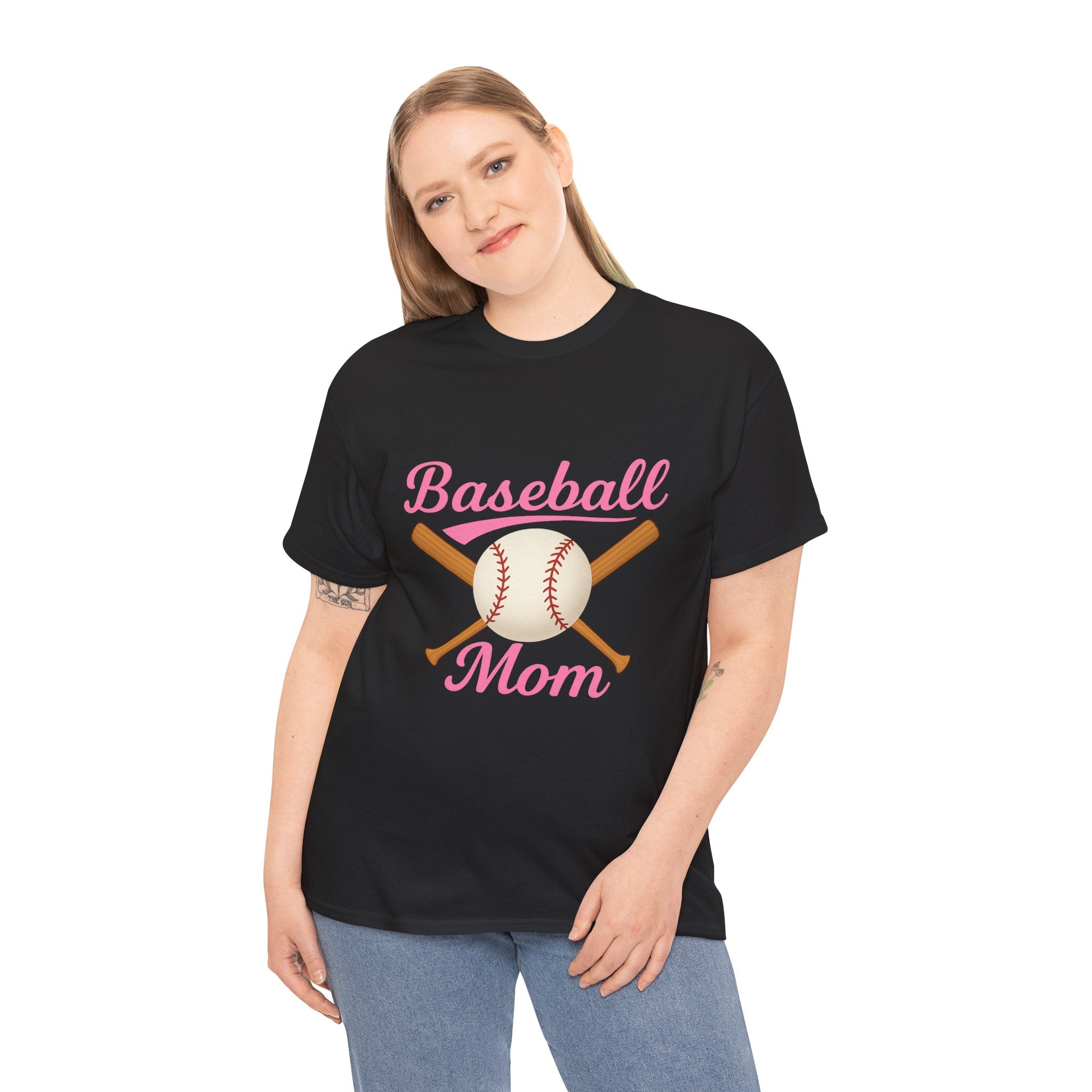Pink Baseball Mom Tee Shirt - Unisex Heavy Cotton Tee Casual Fit