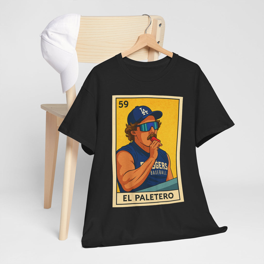 Kike El Paletero Loteria Card Tee Shirt -  Unisex Heavy Cotton Tee Casual Fit