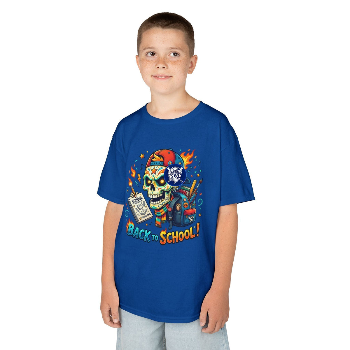 Kids Tee — Colorful Skull 'Back to School' Graphic