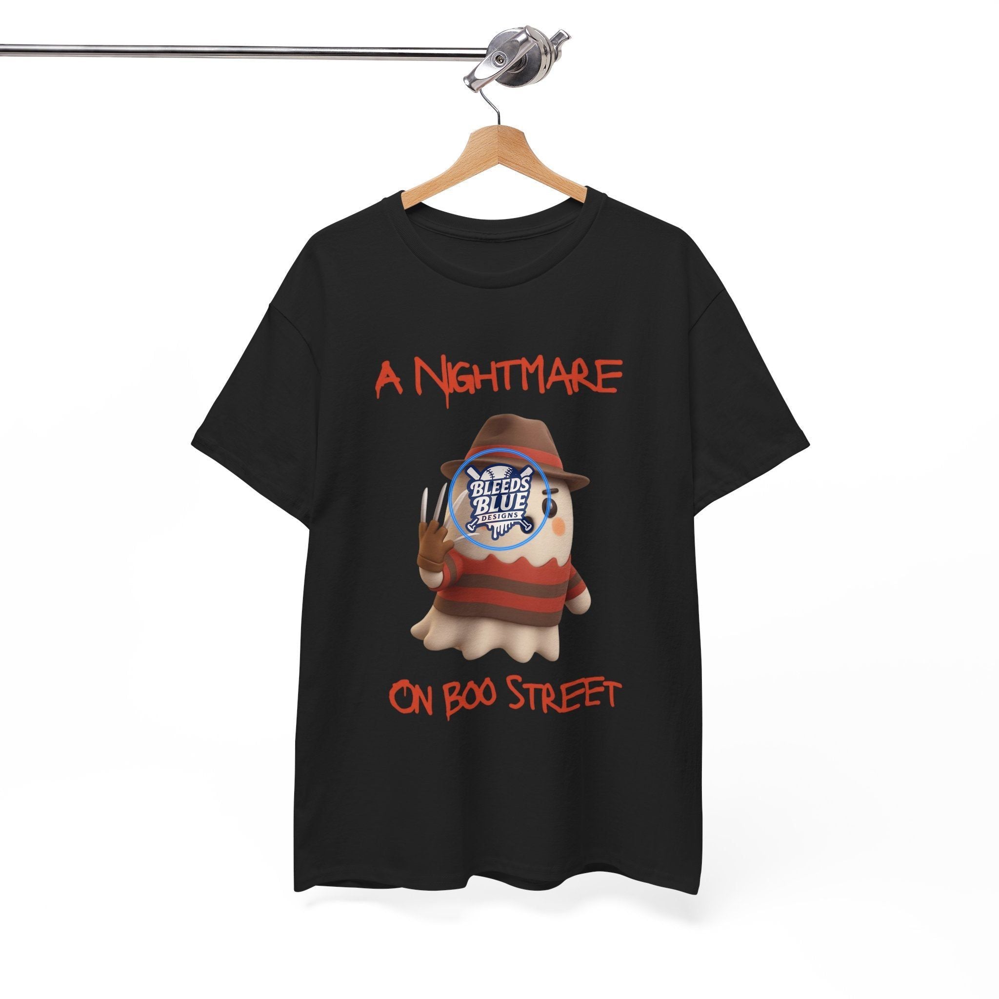Halloween Spooky A Nightmare On Boo Street Tee Shirt - Unisex Heavy Cotton Casual Fit