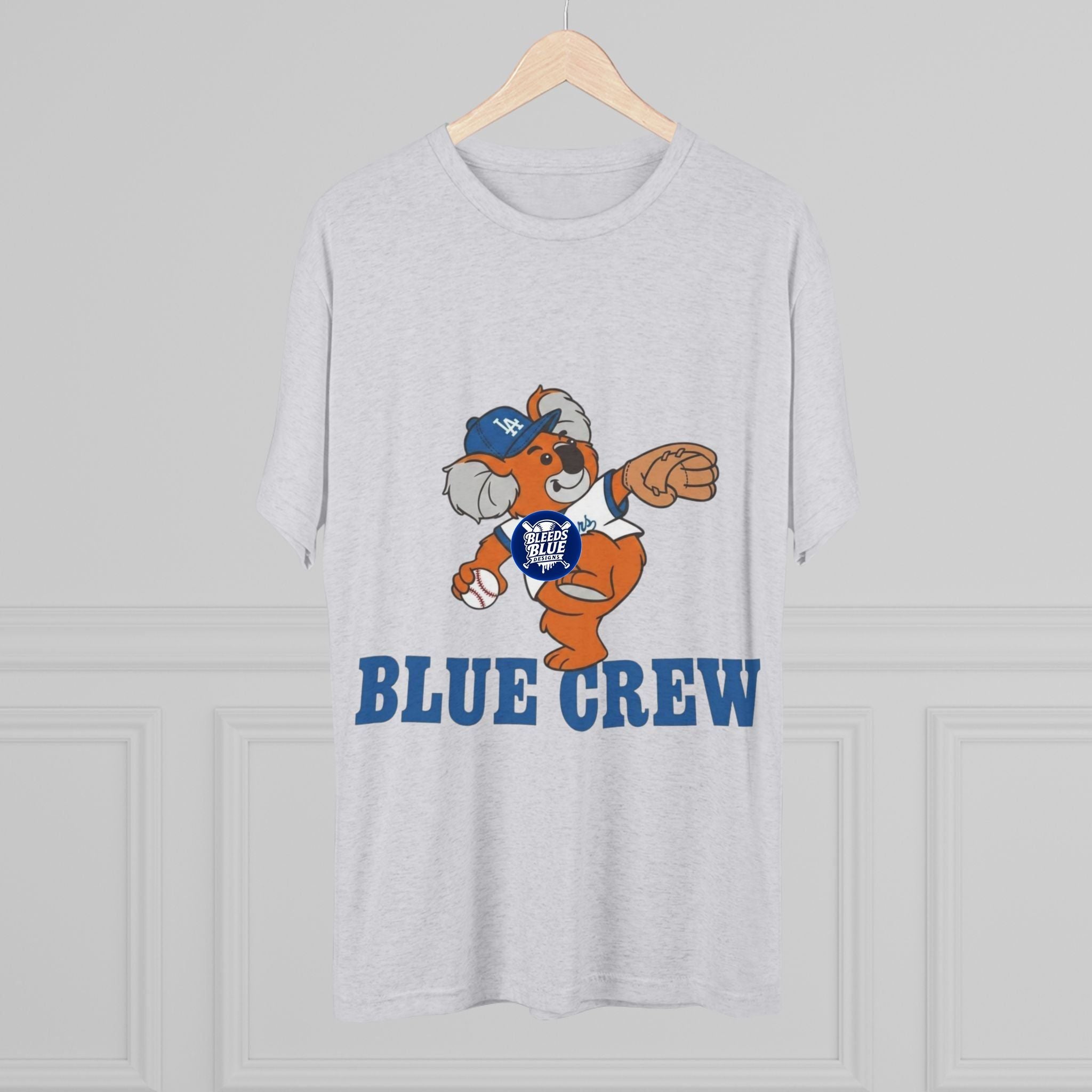 Blue Crew Koala Mascot Tee - Tri-Blend Crew T-Shirt