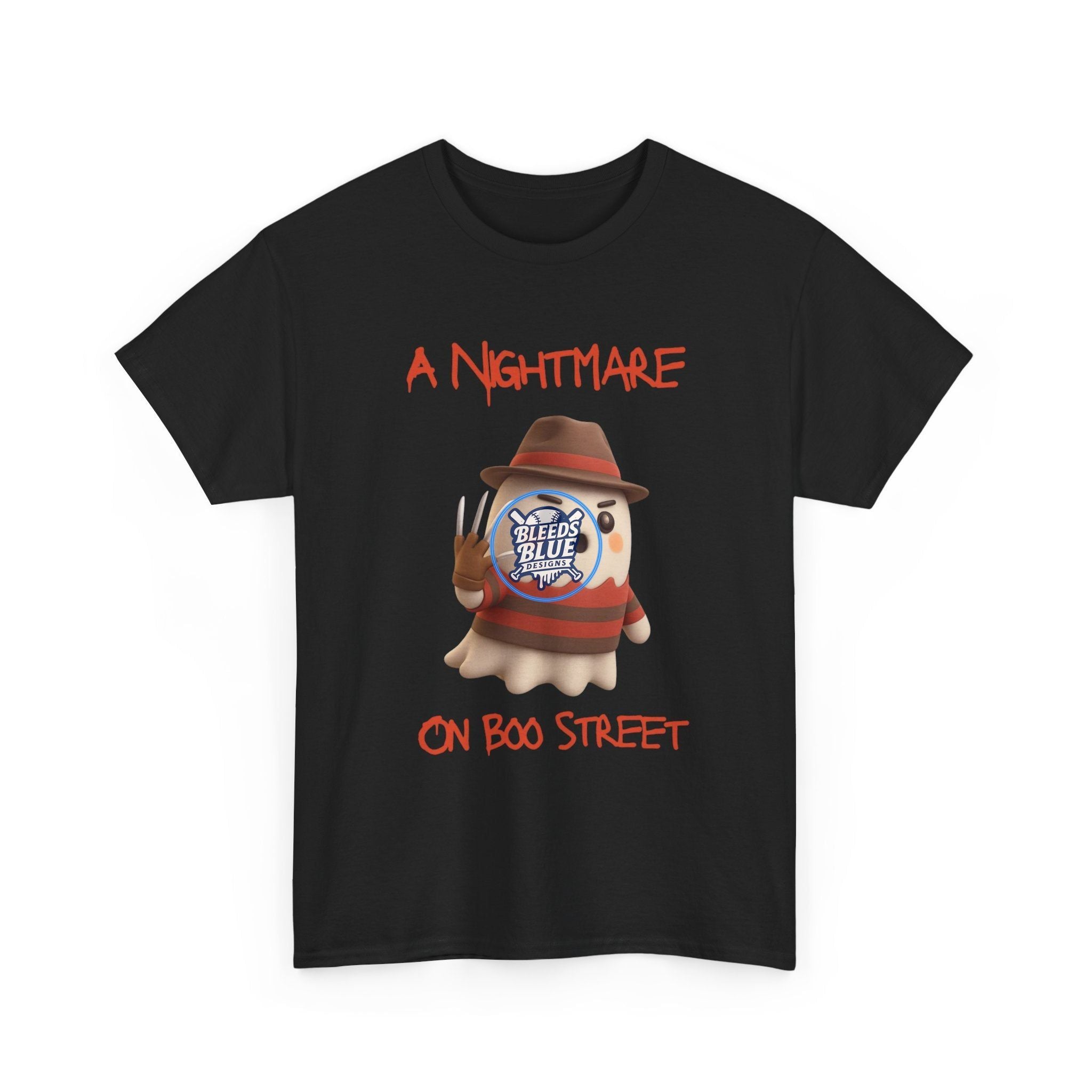 Halloween Spooky A Nightmare On Boo Street Tee Shirt - Unisex Heavy Cotton Casual Fit