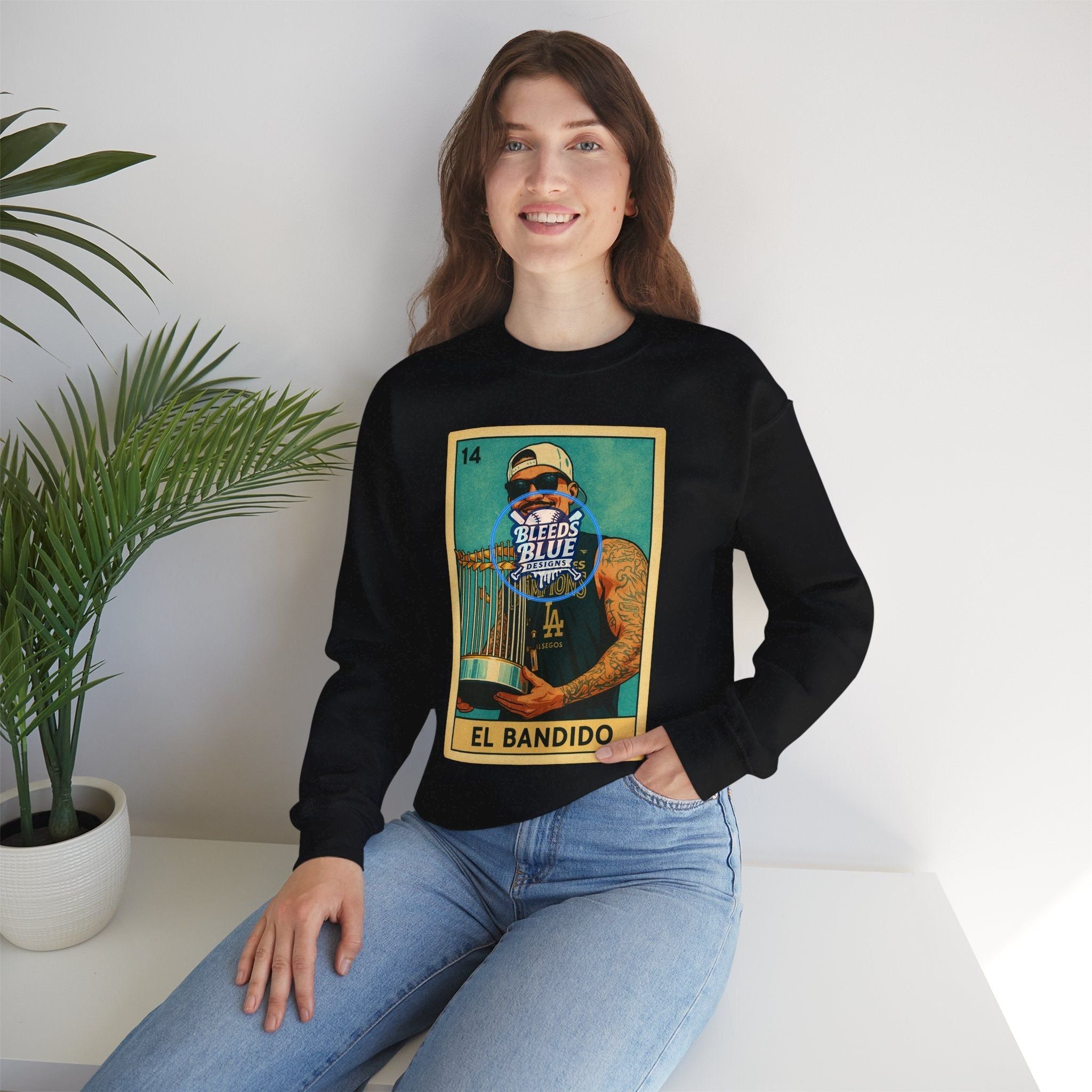 Dodgers Banda El Bandido Loteria Card Sweatshirt - Unisex Crewneck Casual Streetwear