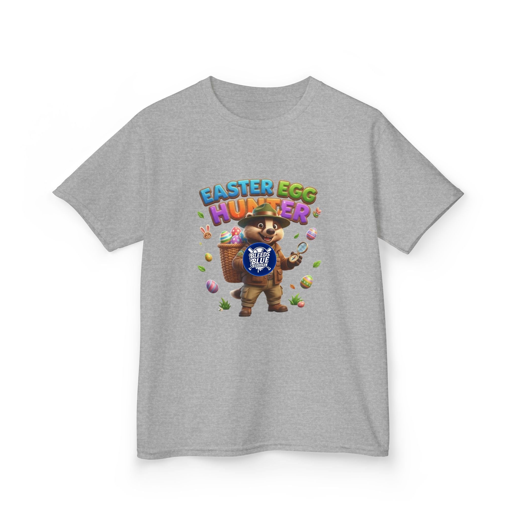 Kids Badger Easter Egg Hunter T-Shirt — Cute Hunter Costume Easter Tee