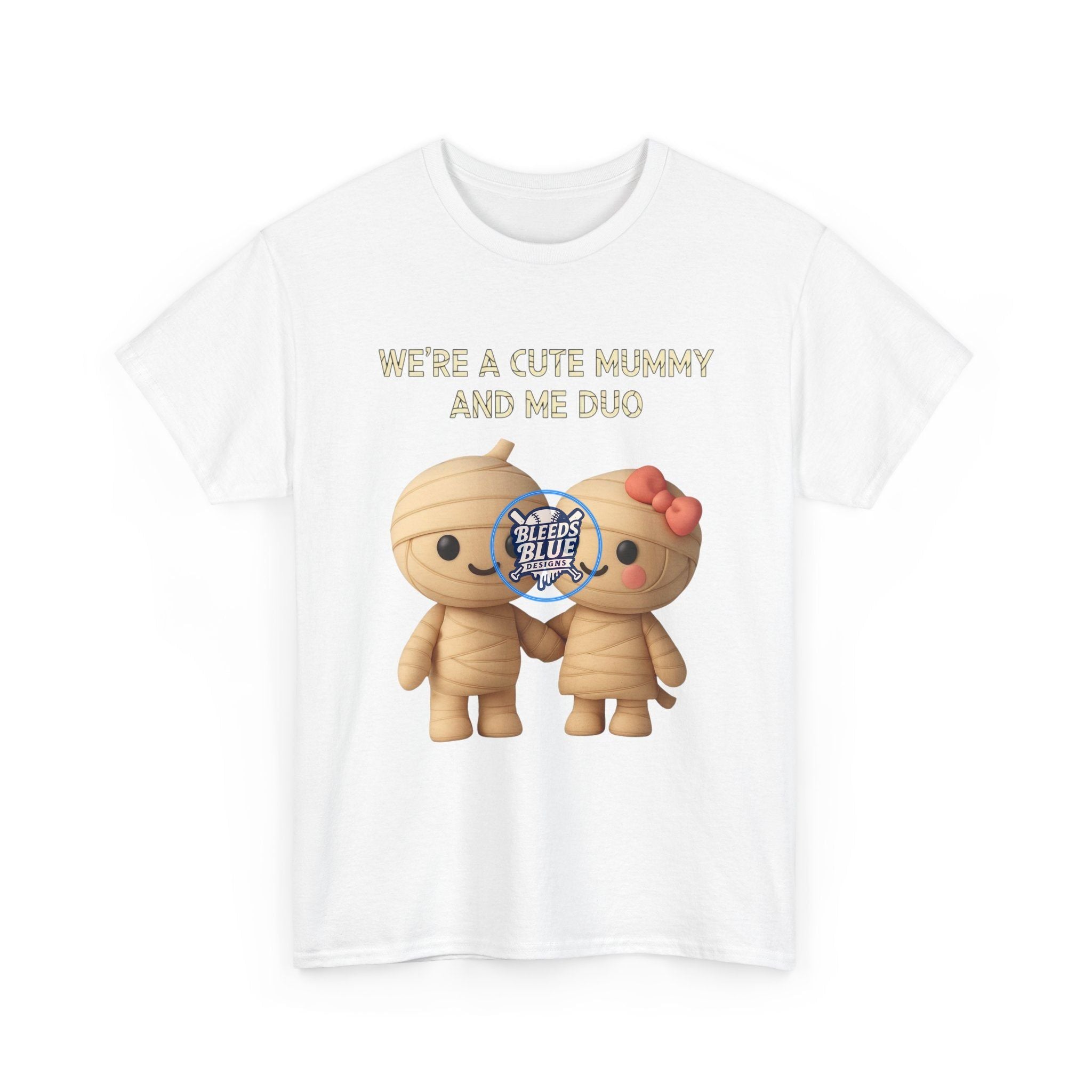 Halloween Spooky Mummy and Me Duo Tee Shirt - Unisex Heavy Cotton Casual Fit