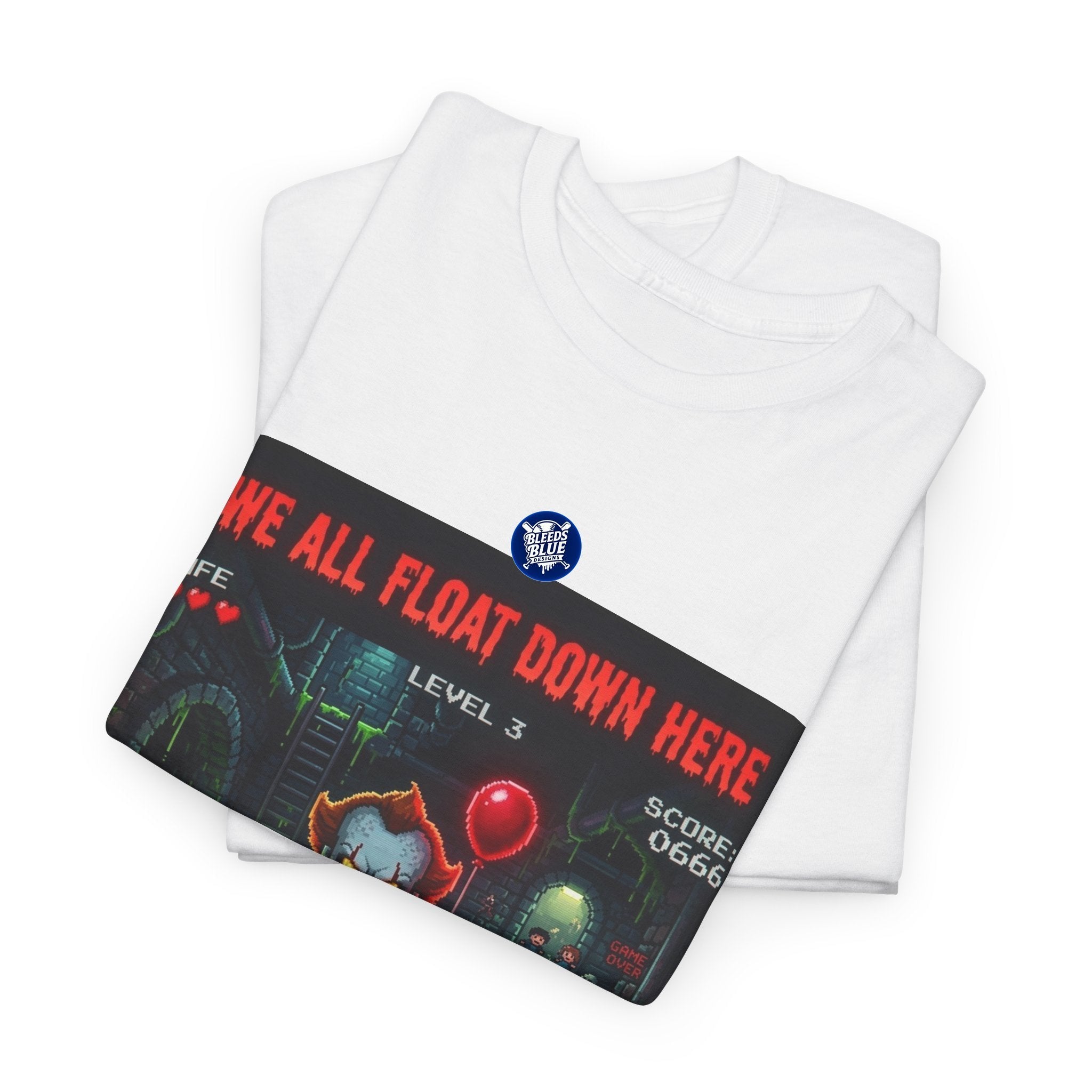 Halloween We All Float Down Here Pennywise Retro Arcade Spooky Season T-Shirt