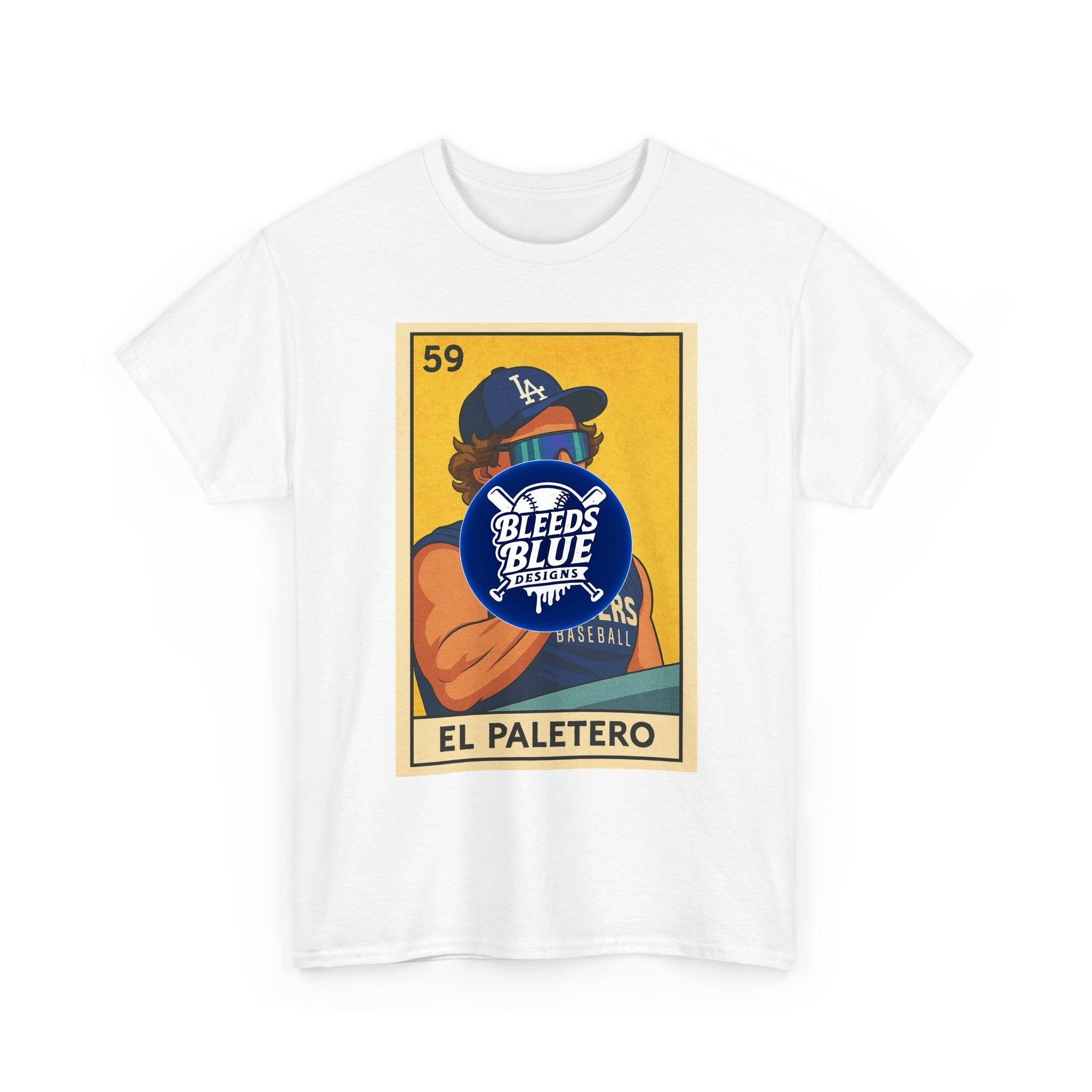 Dodgers Kike El Paletero Loteria Card Tee Shirt -  Unisex Heavy Cotton Casual Fit