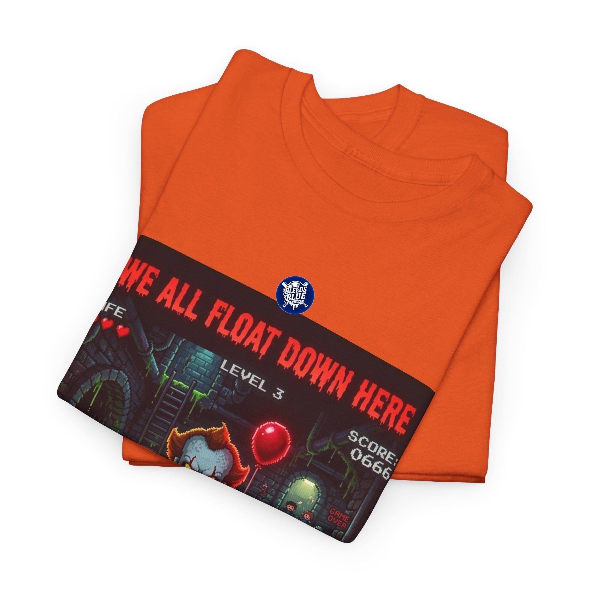 Halloween We All Float Down Here Pennywise Retro Arcade Spooky Season T-Shirt
