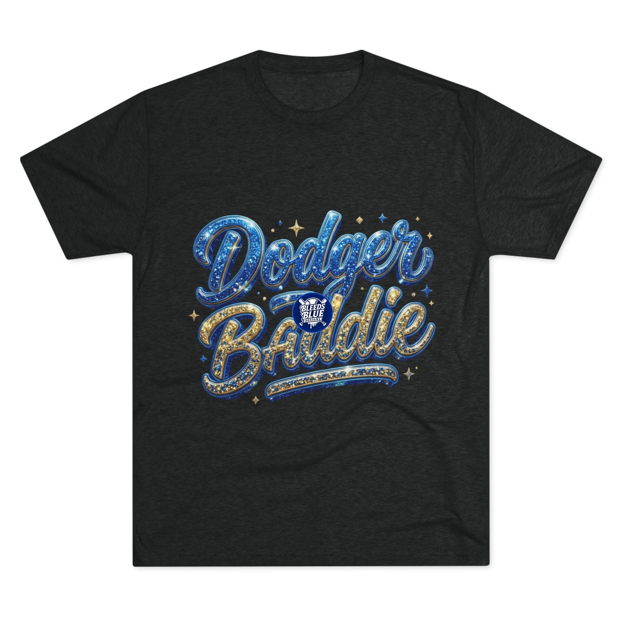 Dodger Baddie Glitter T‑Shirt — Sparkling LA Baseball Fan Tee