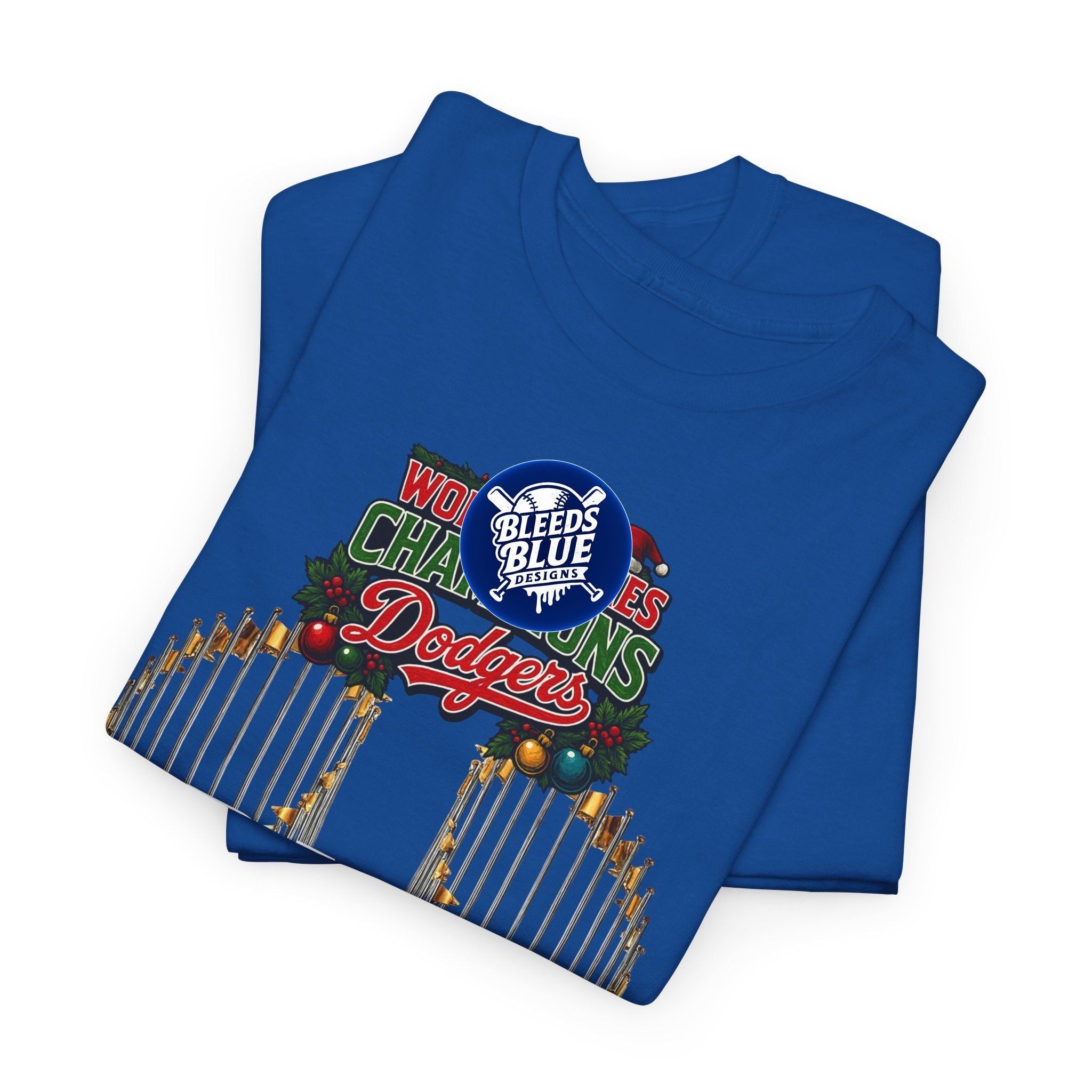 Holiday Back 2 Back World Series Champions Dodgers Tee Shirt - Unisex Heavy Cotton Casual Fit
