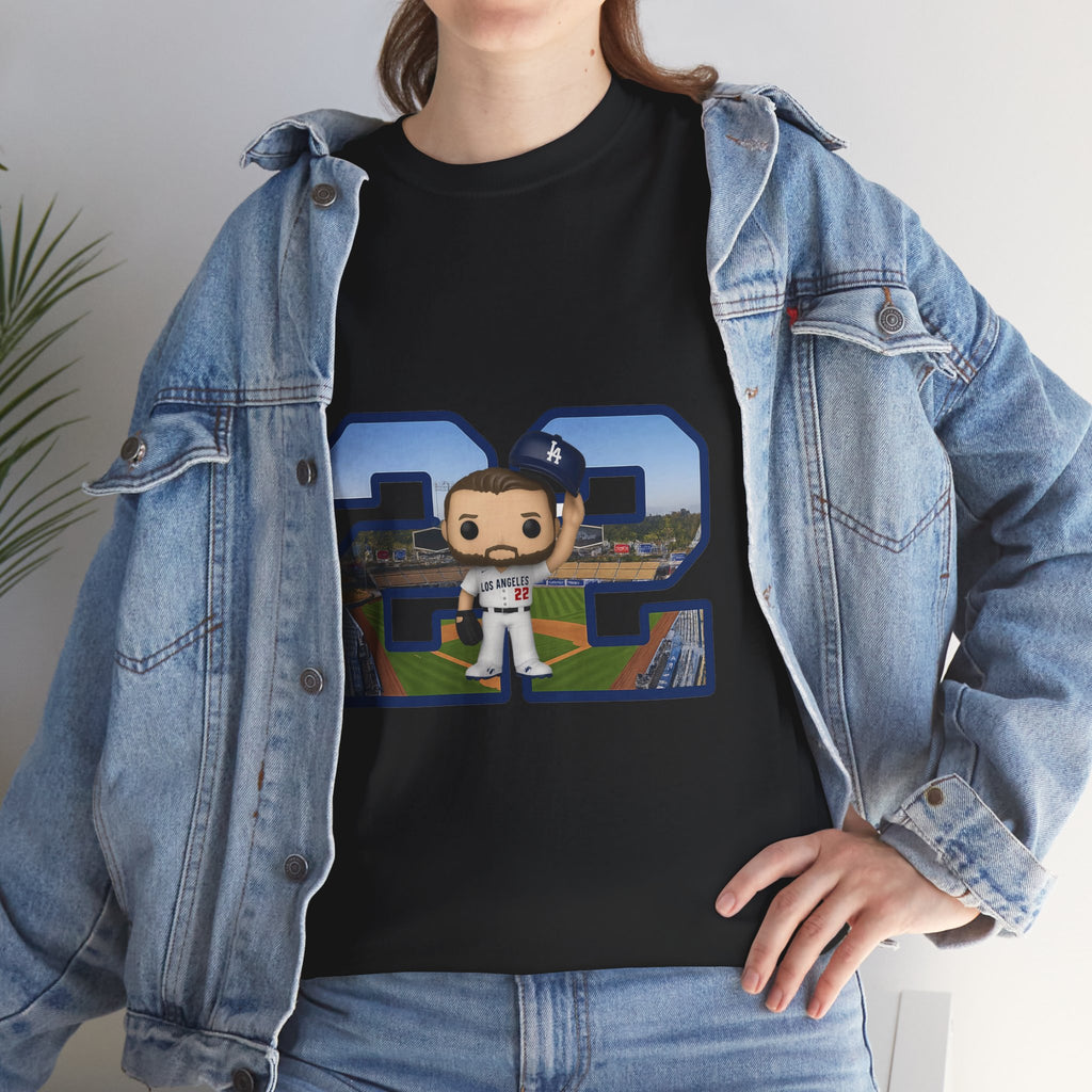Kershaw Number 22 with a Funko Style Figurine Tee Shirt - Unisex Heavy Cotton Tee Casual Fit