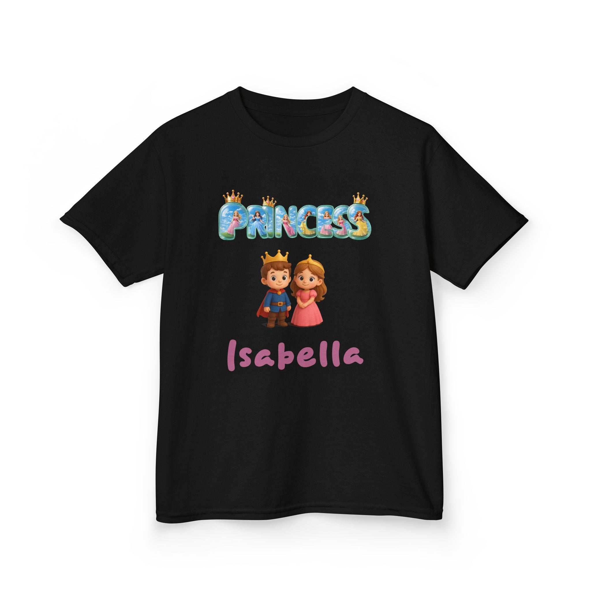 Personalized Kids T-Shirt — Colorful Princess Crown with Custom Name