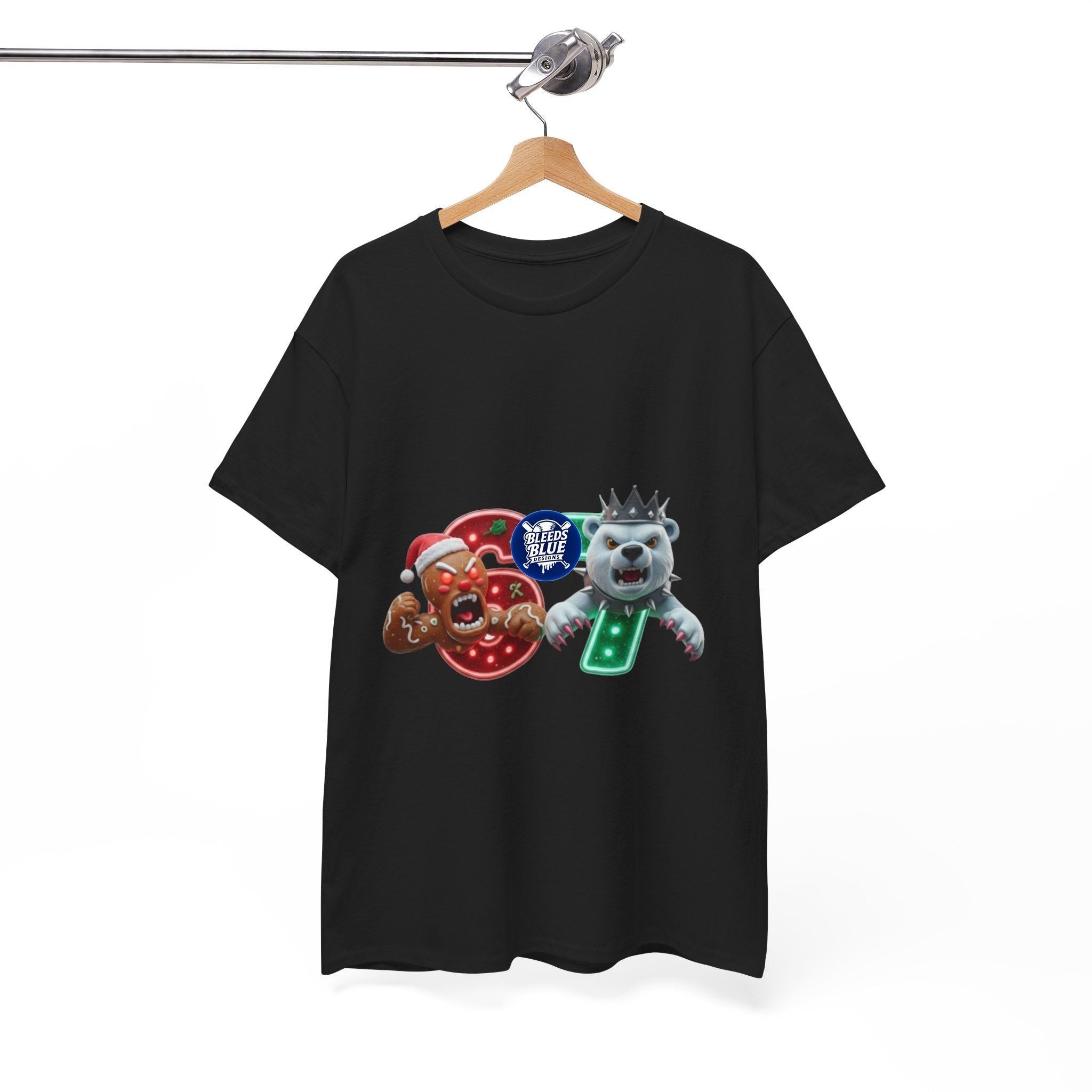 Holiday Christmas Gingerbread and Polar 67 Tee Shirt - Unisex Heavy Cotton Casual Fit